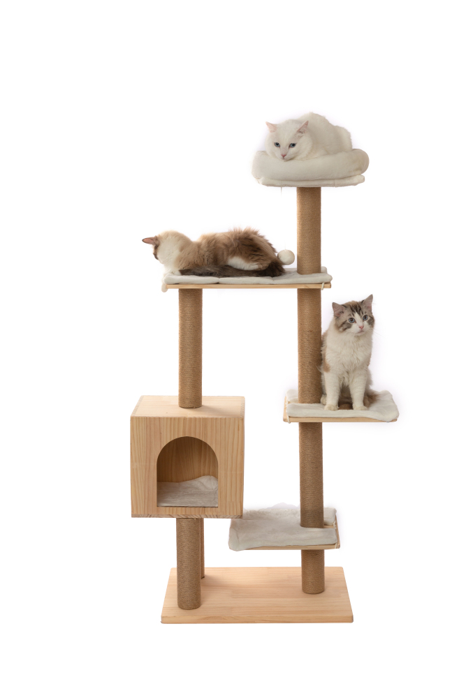 RAIKOU Pet Club Kratzbaum, Katzenkratzbaum, Kratzmöbel, Katzenspielzeug, Mehrere Ebenen, Kratzsäulen, Höhlen, Verstecke, Kratzfläche, Robust, Hochsitz für Katzen, Sisalseil, Römische Säule