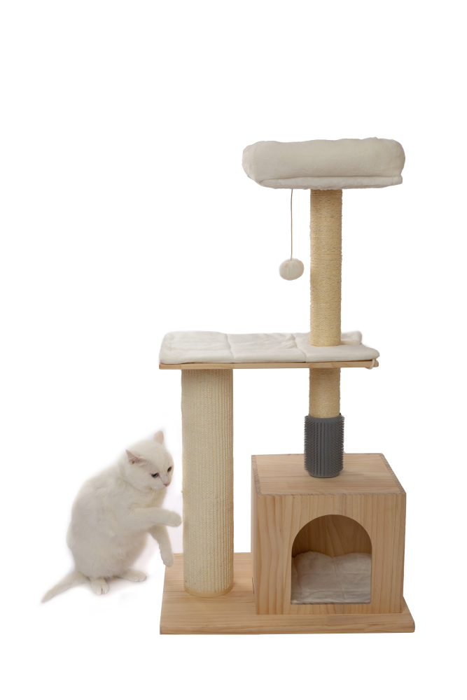 RAIKOU Pet Club Kratzbaum, Katzenkratzbaum, Kratzmöbel, Katzenspielzeug, Mehrere Ebenen, Kratzsäulen, Höhlen, Verstecke, Kratzfläche, Robust, Hochsitz für Katzen, Schrubber, Sisalseil, Römische Säule, Fellpflege mit verlängerten Kammzähnen