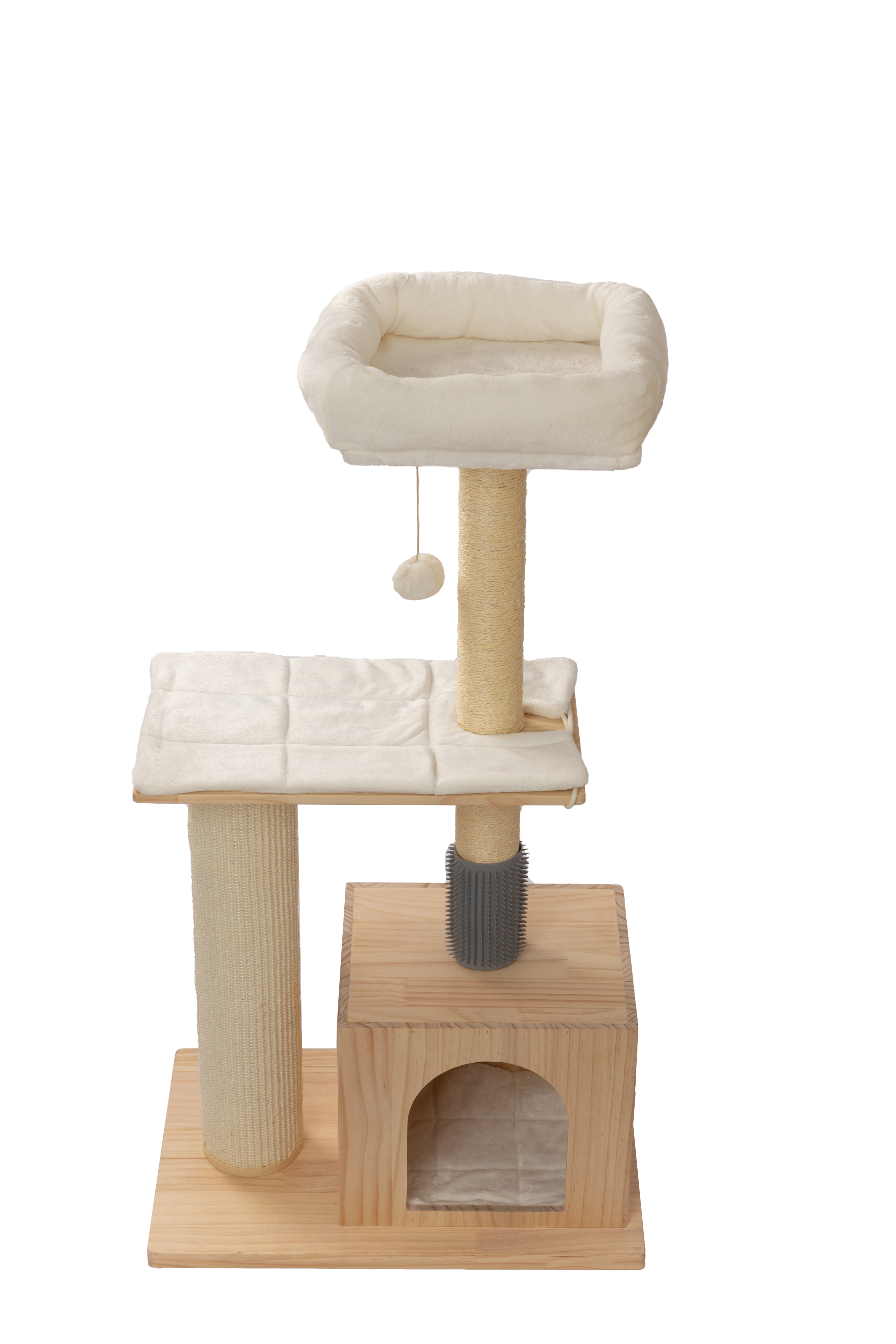 RAIKOU Pet Club Kratzbaum, Katzenkratzbaum, Kratzmöbel, Katzenspielzeug, Mehrere Ebenen, Kratzsäulen, Höhlen, Verstecke, Kratzfläche, Robust, Hochsitz für Katzen, Schrubber, Sisalseil, Römische Säule, Fellpflege mit verlängerten Kammzähnen