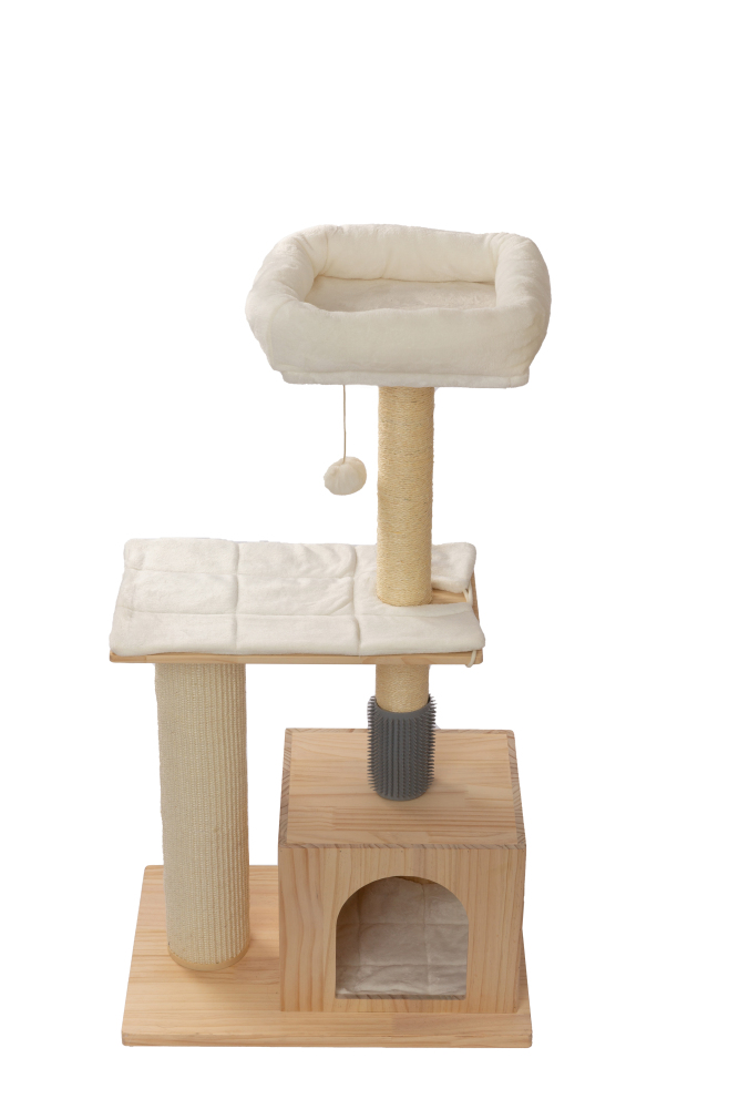 RAIKOU Pet Club Kratzbaum, Katzenkratzbaum, Kratzmöbel, Katzenspielzeug, Mehrere Ebenen, Kratzsäulen, Höhlen, Verstecke, Kratzfläche, Robust, Hochsitz für Katzen, Schrubber, Sisalseil, Römische Säule, Fellpflege mit verlängerten Kammzähnen