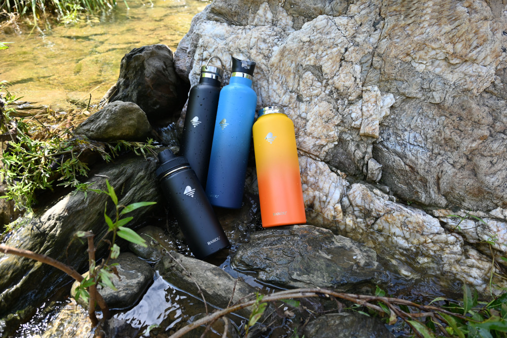 Raikou Thermoflasche Edelstahl Trinkflasche |350-500-750-1000ml (21oz)Vakuumisolierte Wasserflasche|Auslaufsichere Sportflasche mit 2Deckel|Heiß & Kalt | Standard Öffnung