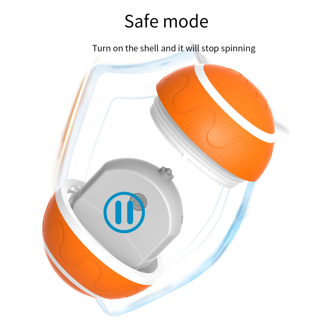 RAIKOU Power Smart Ball für Hunde, Interaktives Hundespielzeug, Elektrischer Selbstrollender Hundeball mit LED-Licht, wiederaufladbar über USB-C, Hüpfball Orange