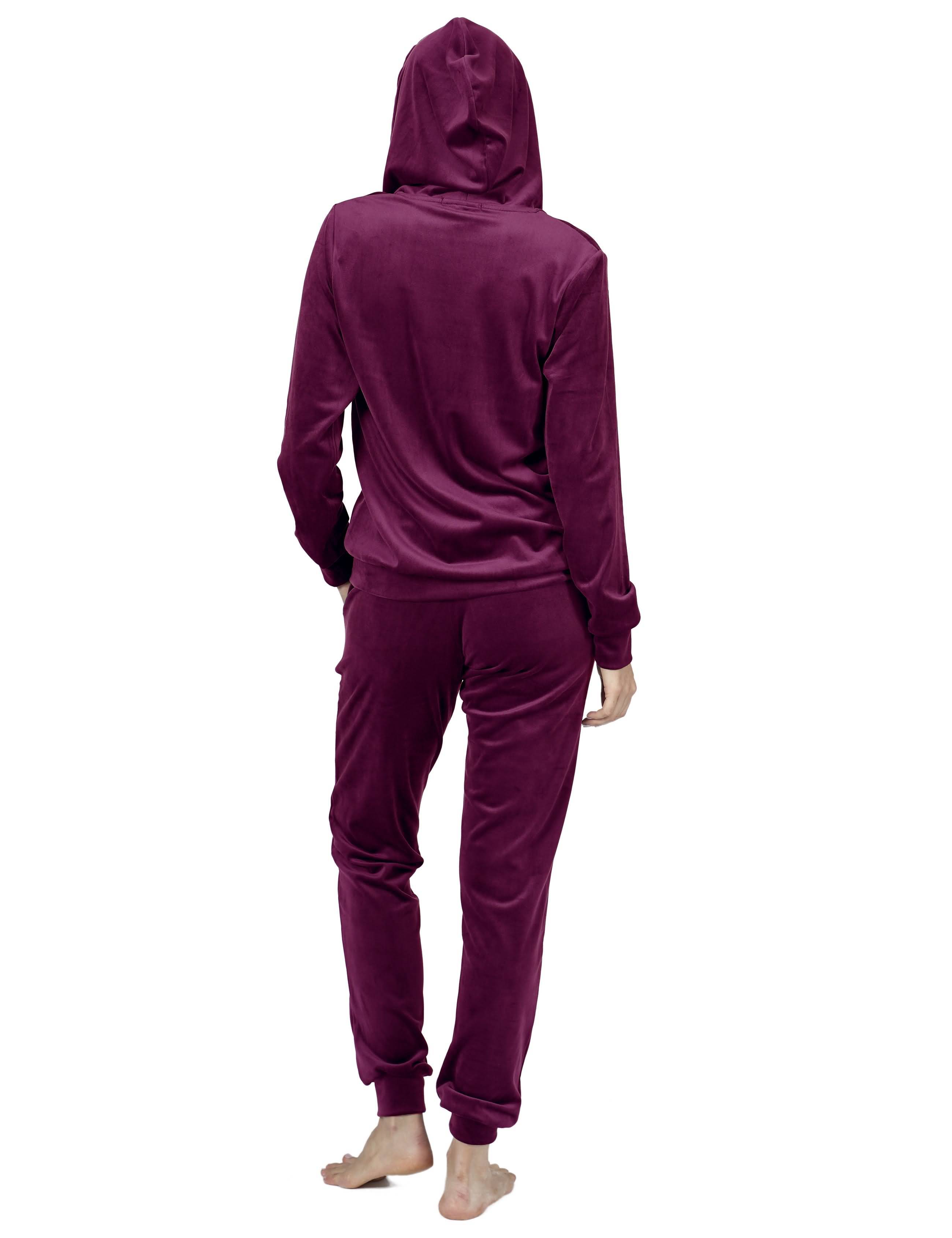 RAIKOU Damen Freizeitanzug Hausanzug mit Reißverschluss, Kapuze und seitlichen Bauchtaschen