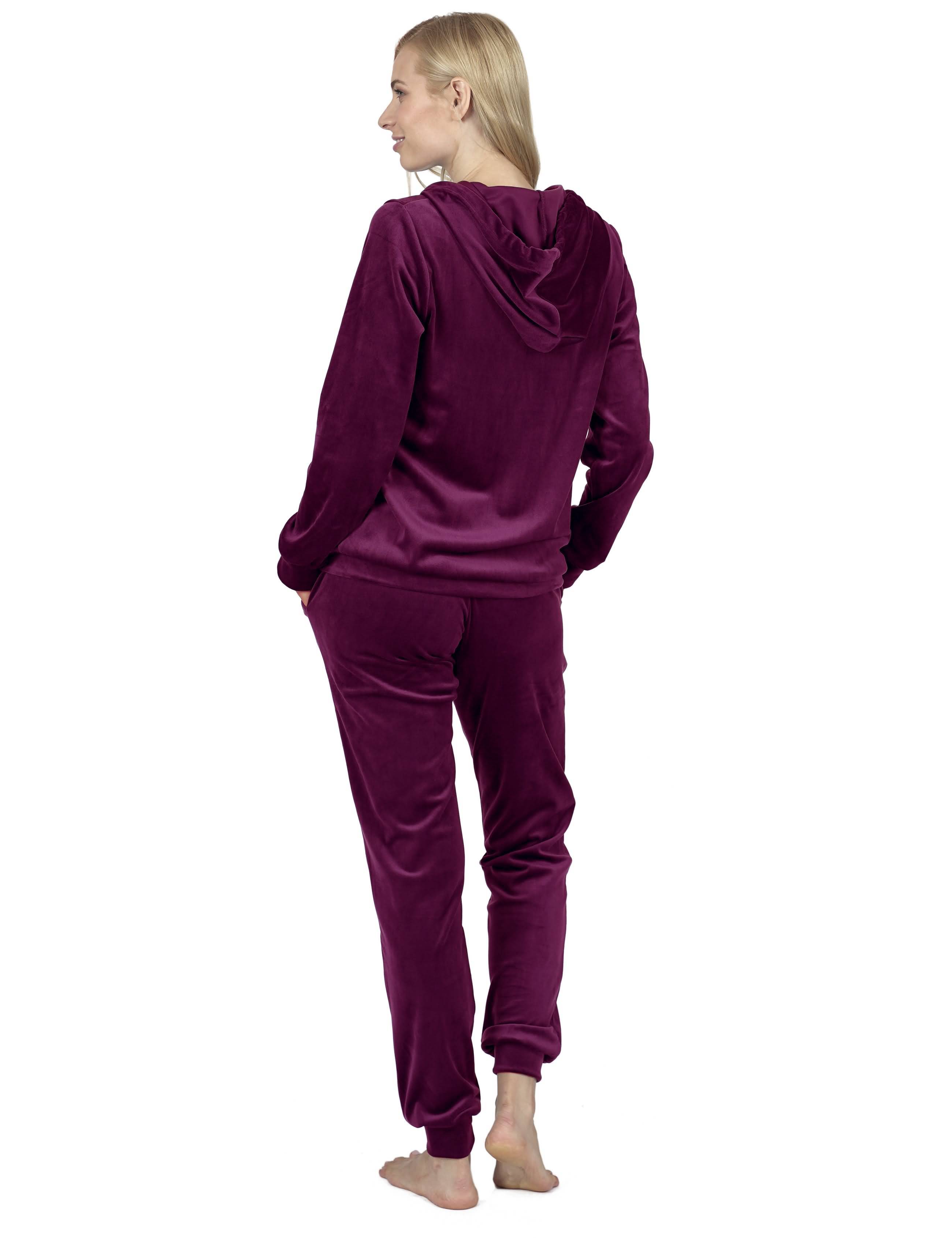 RAIKOU Damen Freizeitanzug Hausanzug mit Reißverschluss, Kapuze und seitlichen Bauchtaschen