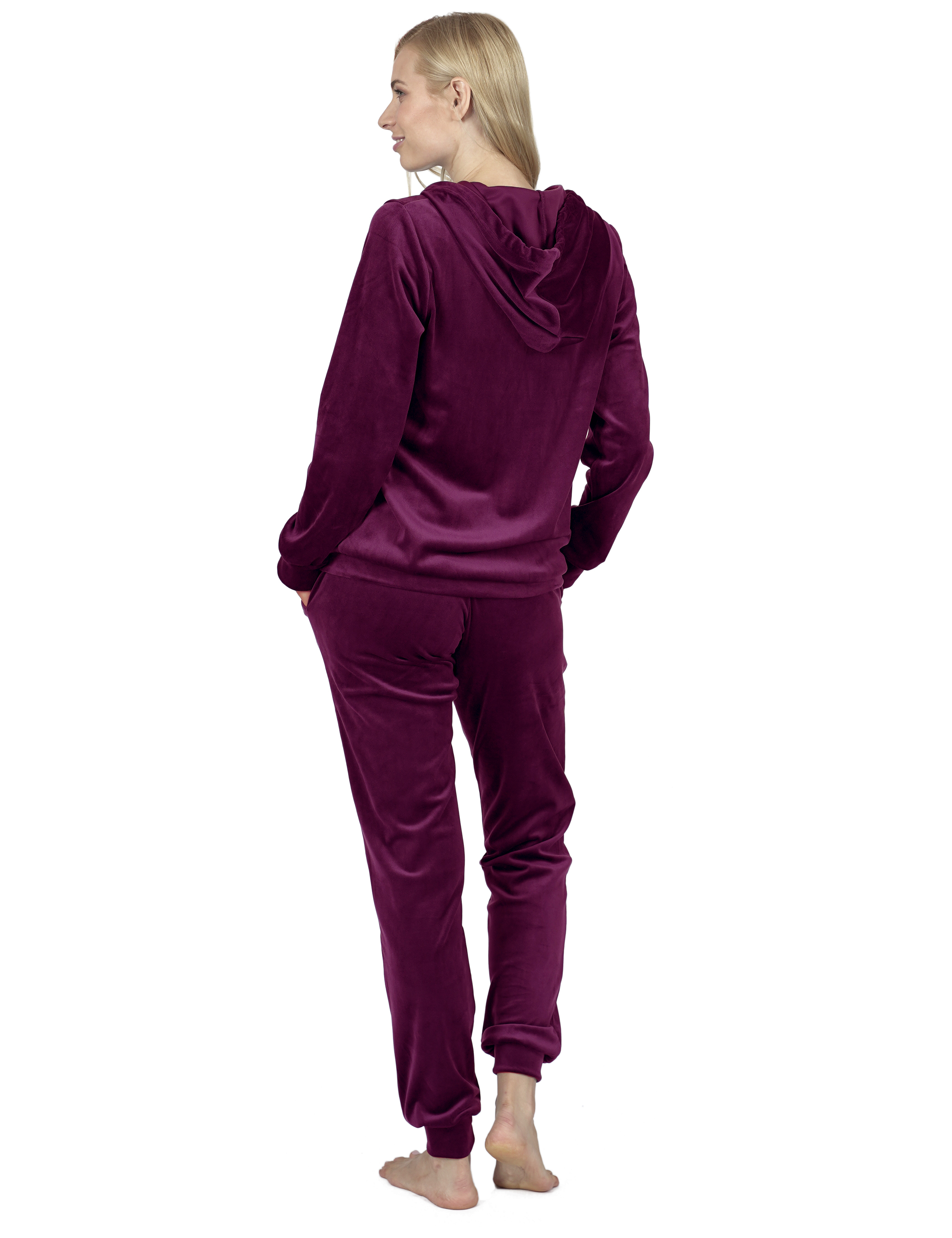 RAIKOU Damen Freizeitanzug Hausanzug mit Reißverschluss, Kapuze und seitlichen Bauchtaschen