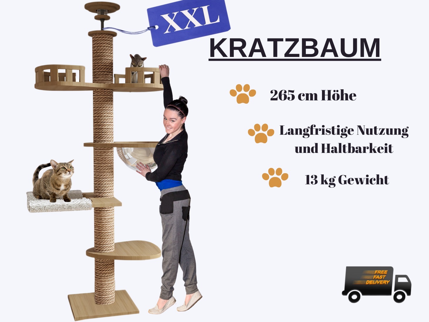 Kratzbaum, Katzenbaum, Katzenhöhle, Cat Tree, Sisal-Seil, Kratzstange, Stabil