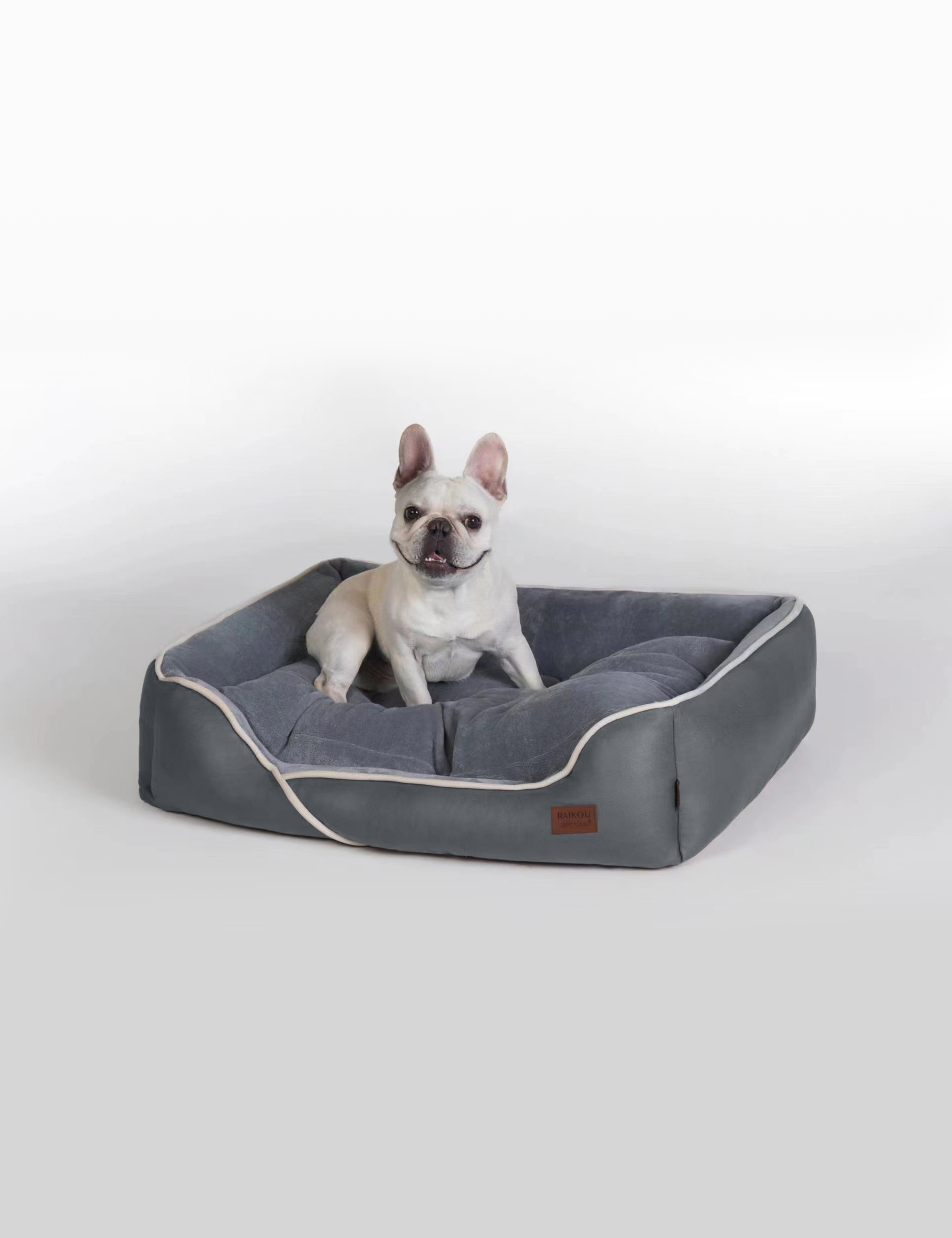 Hundebett in 3 Größen und 6 Farben – rutschfest, waschbar, hoher Rand, Baumwollmischgewebe