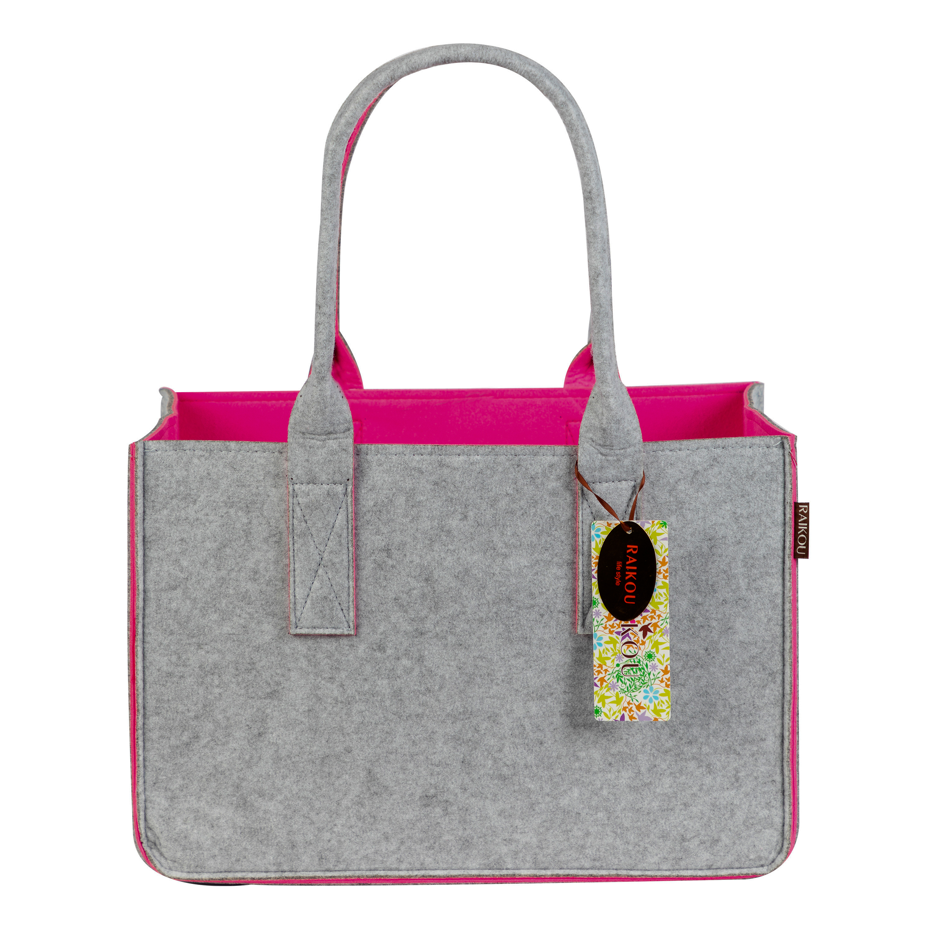 RAIKOU KULT Filz-Tasche Hochwertige Einkaufstasche, Strandtasche，Badetasche, Henkeltasche，Zeitungskorb, Filzkorb, Einkaufskorb, Kaminholztasche， Zeitungsständer  auch für Garten Picknick Strand，vielseitige Tragetasche zur Spielzeug Aufbewahrung Handtasche