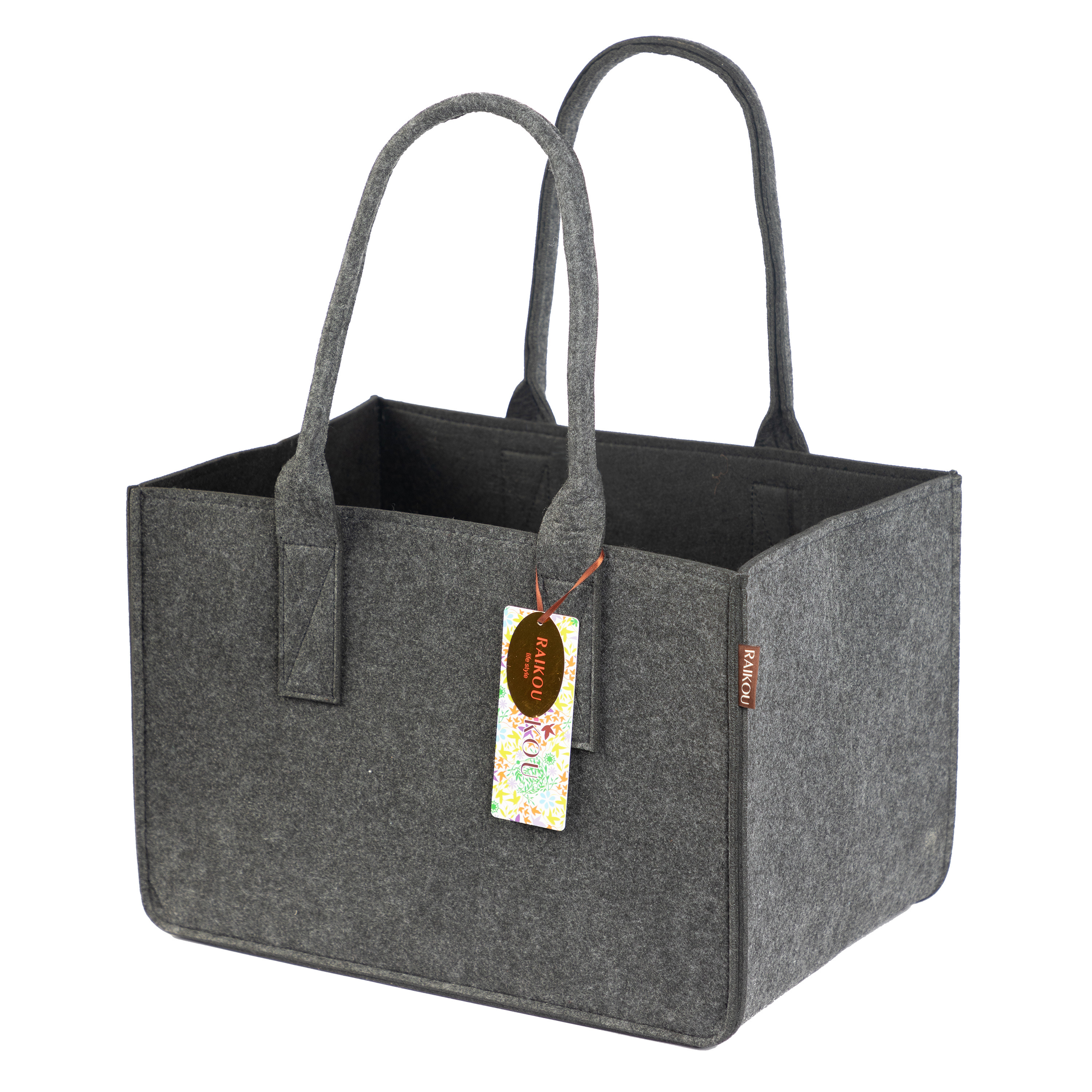 RAIKOU KULT Filz-Tasche Hochwertige Einkaufstasche, Strandtasche，Badetasche, Henkeltasche，Zeitungskorb, Filzkorb, Einkaufskorb, Kaminholztasche， Zeitungsständer  auch für Garten Picknick Strand，vielseitige Tragetasche zur Spielzeug Aufbewahrung Handtasche