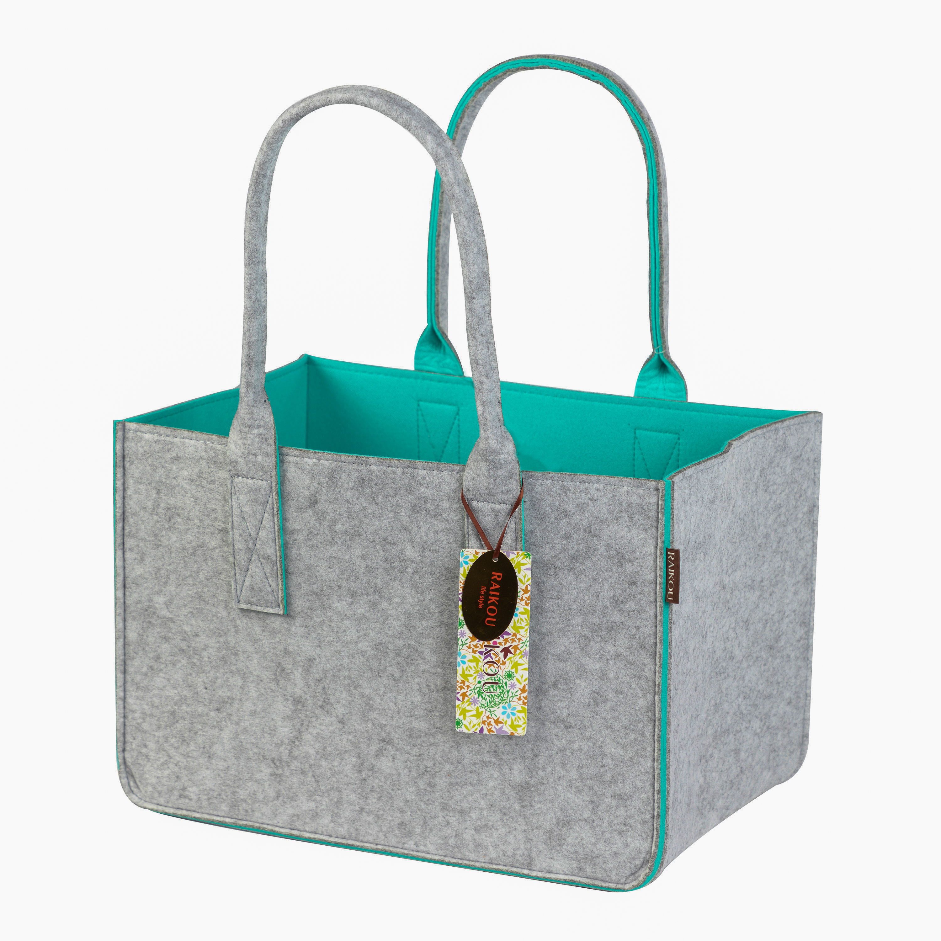 RAIKOU KULT Filz-Tasche Hochwertige Einkaufstasche, Strandtasche，Badetasche, Henkeltasche，Zeitungskorb, Filzkorb, Einkaufskorb, Kaminholztasche， Zeitungsständer  auch für Garten Picknick Strand，vielseitige Tragetasche zur Spielzeug Aufbewahrung Handtasche