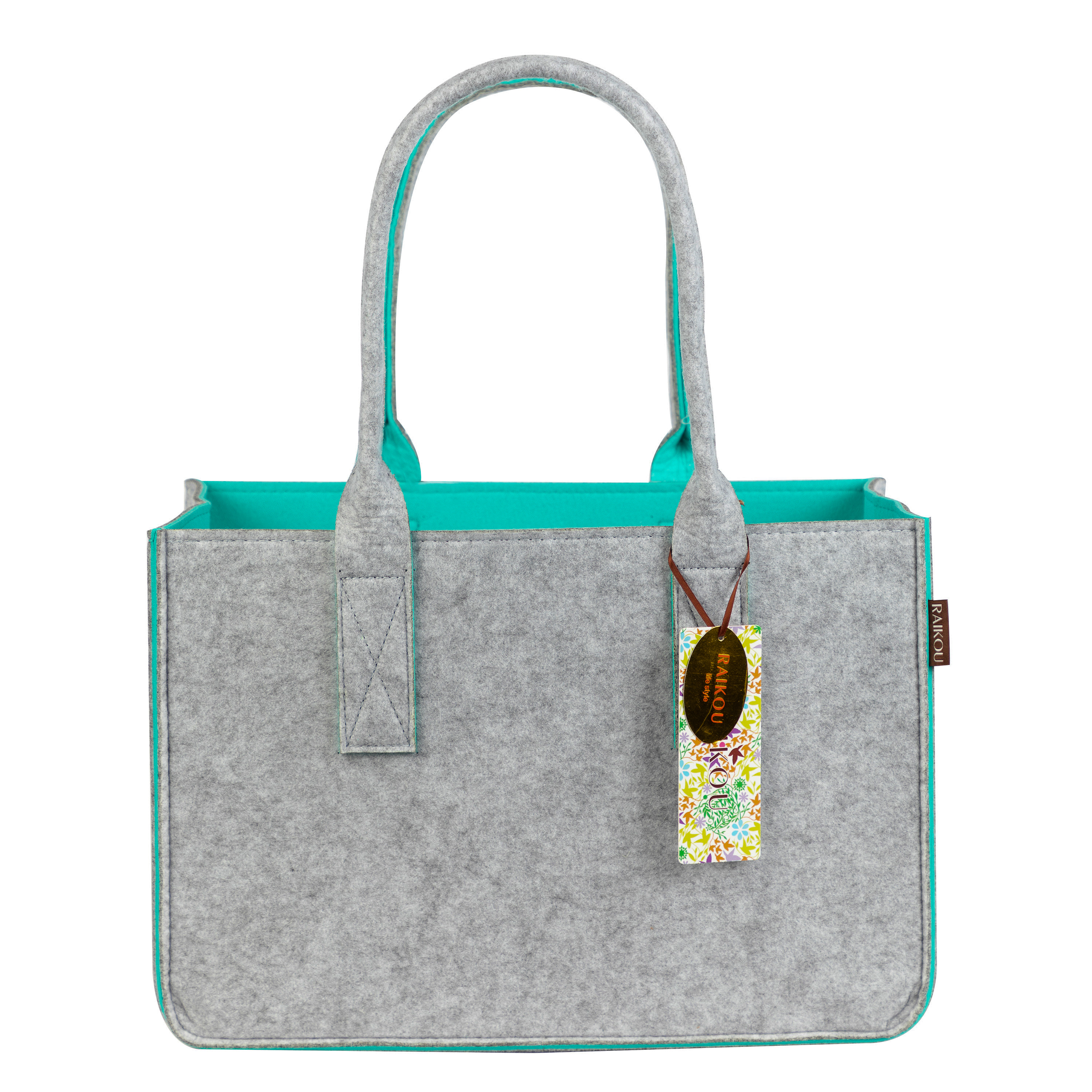 RAIKOU KULT Filz-Tasche Hochwertige Einkaufstasche, Strandtasche，Badetasche, Henkeltasche，Zeitungskorb, Filzkorb, Einkaufskorb, Kaminholztasche， Zeitungsständer  auch für Garten Picknick Strand，vielseitige Tragetasche zur Spielzeug Aufbewahrung Handtasche