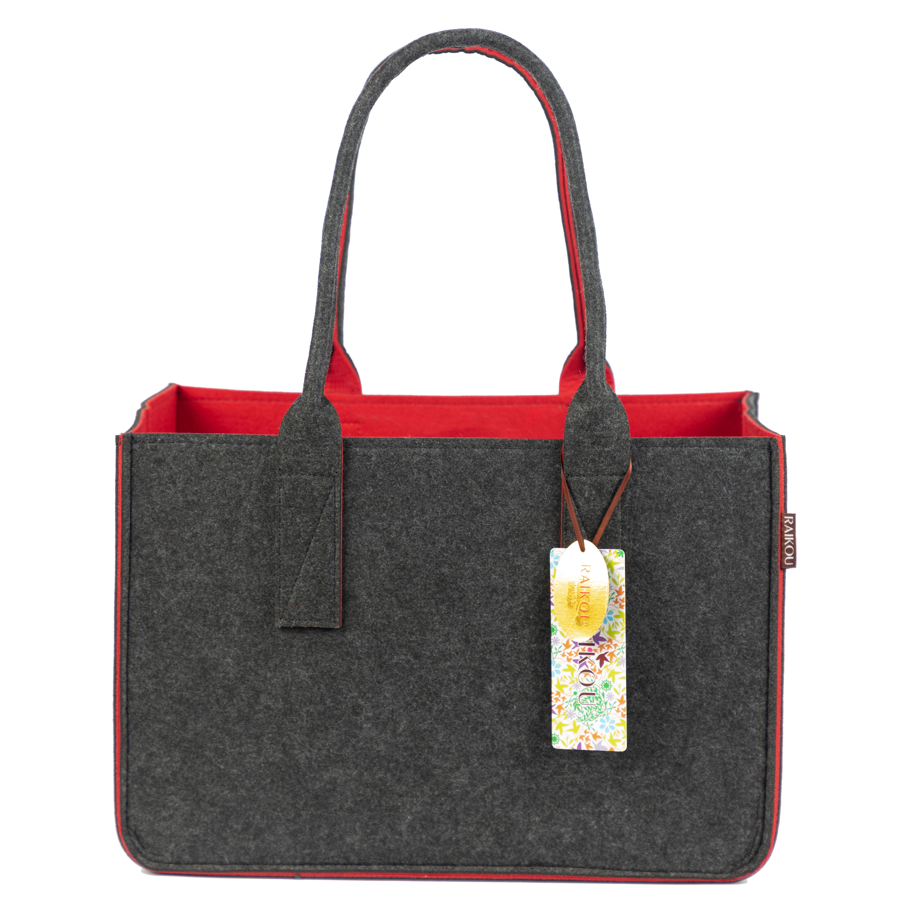 RAIKOU KULT Filz-Tasche Hochwertige Einkaufstasche, Strandtasche，Badetasche, Henkeltasche，Zeitungskorb, Filzkorb, Einkaufskorb, Kaminholztasche， Zeitungsständer  auch für Garten Picknick Strand，vielseitige Tragetasche zur Spielzeug Aufbewahrung Handtasche