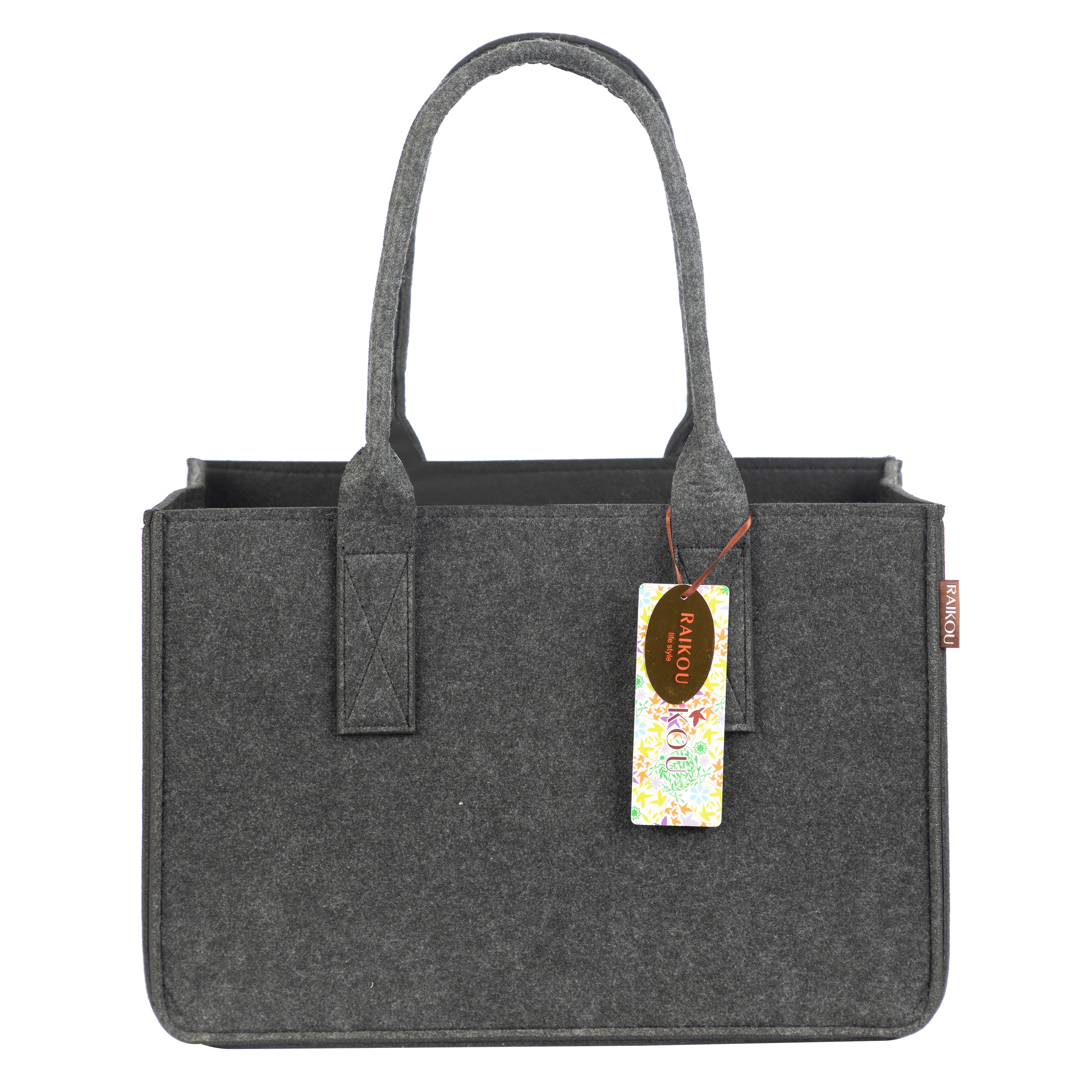 RAIKOU KULT Filz-Tasche Hochwertige Einkaufstasche, Strandtasche，Badetasche, Henkeltasche，Zeitungskorb, Filzkorb, Einkaufskorb, Kaminholztasche， Zeitungsständer  auch für Garten Picknick Strand，vielseitige Tragetasche zur Spielzeug Aufbewahrung Handtasche