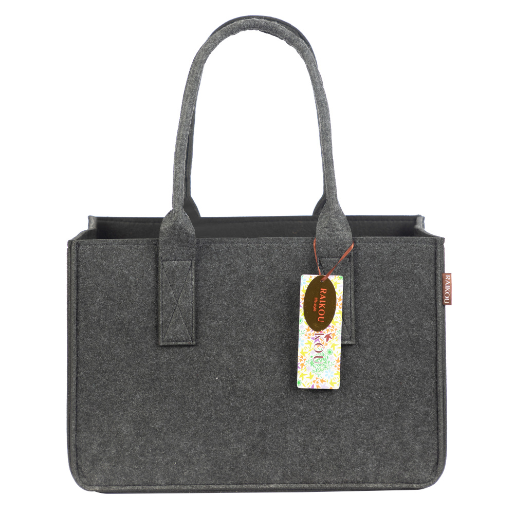 RAIKOU KULT Filz-Tasche Hochwertige Einkaufstasche, Strandtasche，Badetasche, Henkeltasche，Zeitungskorb, Filzkorb, Einkaufskorb, Kaminholztasche， Zeitungsständer  auch für Garten Picknick Strand，vielseitige Tragetasche zur Spielzeug Aufbewahrung Handtasche