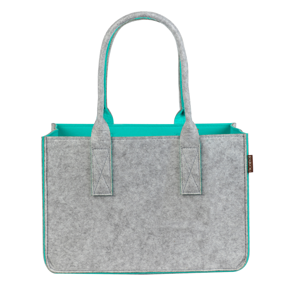 RAIKOU KULT Filz-Tasche Hochwertige Einkaufstasche, Strandtasche，Badetasche, Henkeltasche，Zeitungskorb, Filzkorb, Einkaufskorb, Kaminholztasche， Zeitungsständer  auch für Garten Picknick Strand，vielseitige Tragetasche zur Spielzeug Aufbewahrung Handtasche