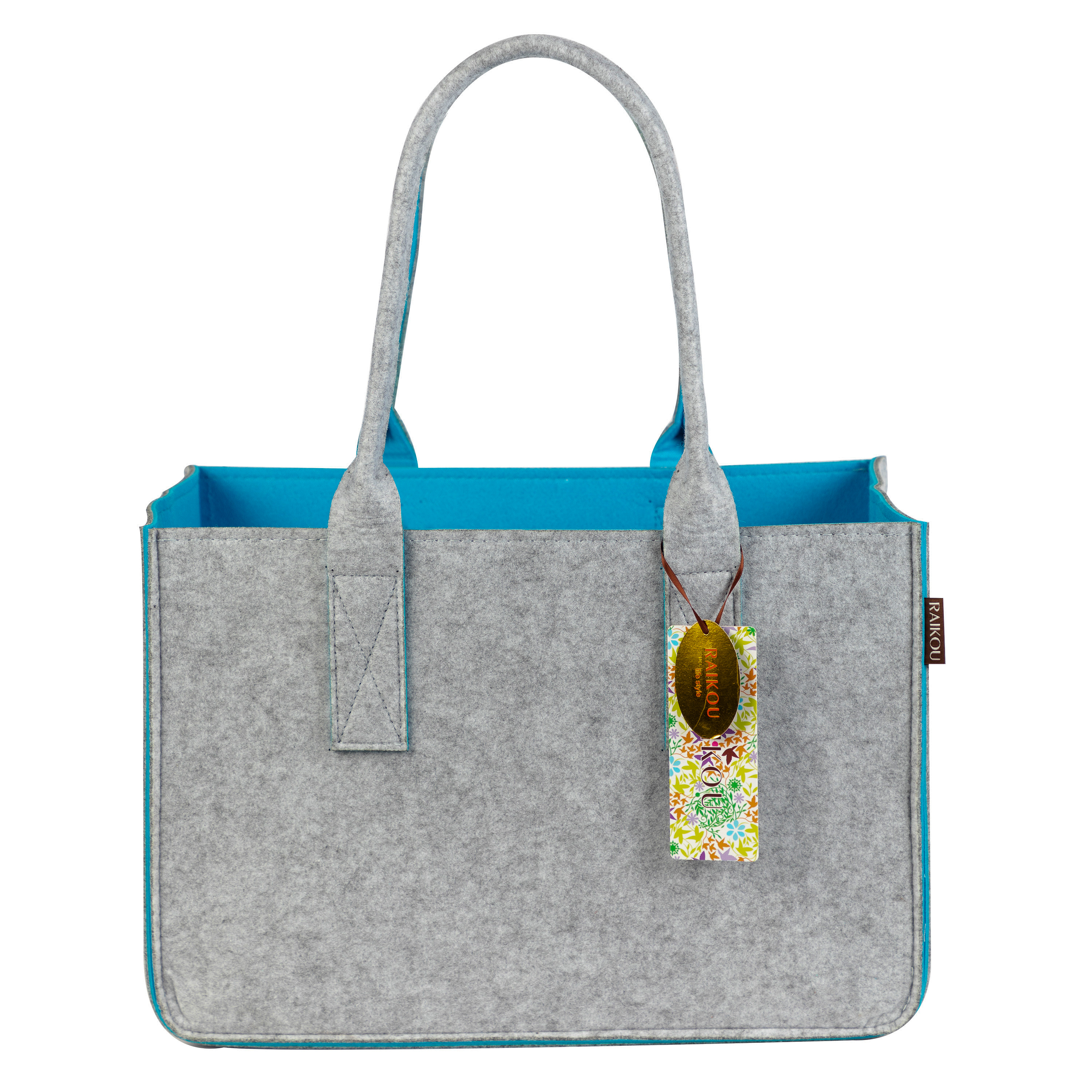 RAIKOU KULT Filz-Tasche Hochwertige Einkaufstasche, Strandtasche，Badetasche, Henkeltasche，Zeitungskorb, Filzkorb, Einkaufskorb, Kaminholztasche， Zeitungsständer  auch für Garten Picknick Strand，vielseitige Tragetasche zur Spielzeug Aufbewahrung Handtasche