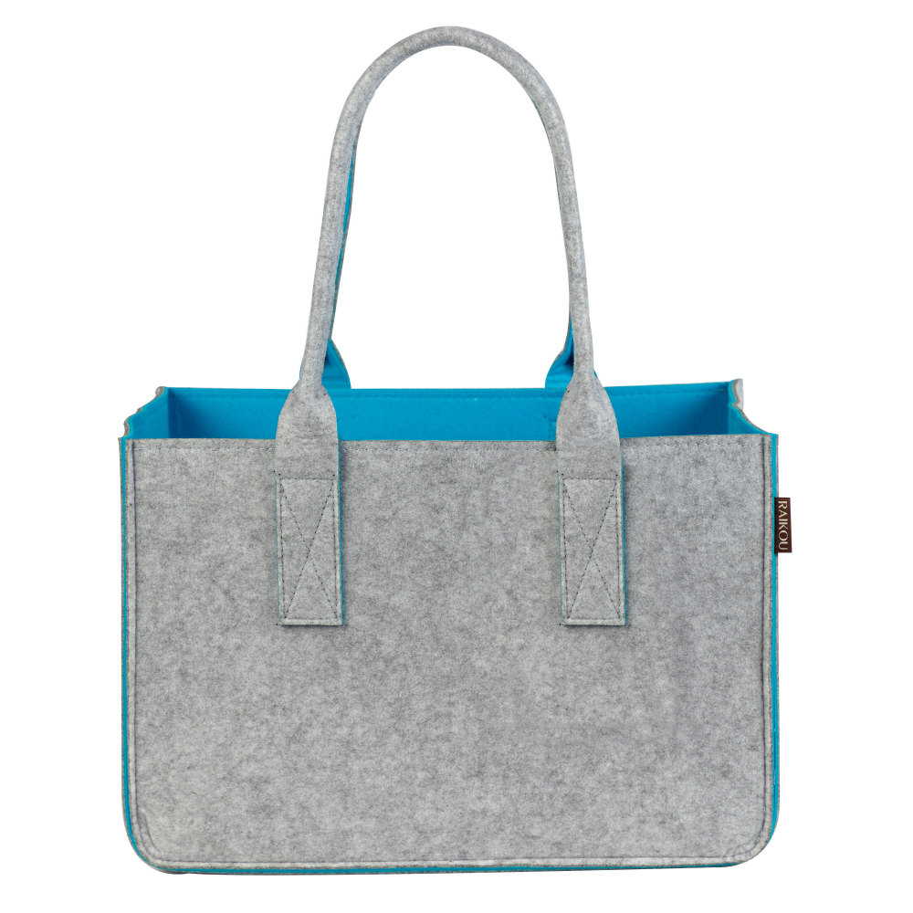 RAIKOU KULT Filz-Tasche Hochwertige Einkaufstasche, Strandtasche，Badetasche, Henkeltasche，Zeitungskorb, Filzkorb, Einkaufskorb, Kaminholztasche， Zeitungsständer  auch für Garten Picknick Strand，vielseitige Tragetasche zur Spielzeug Aufbewahrung Handtasche