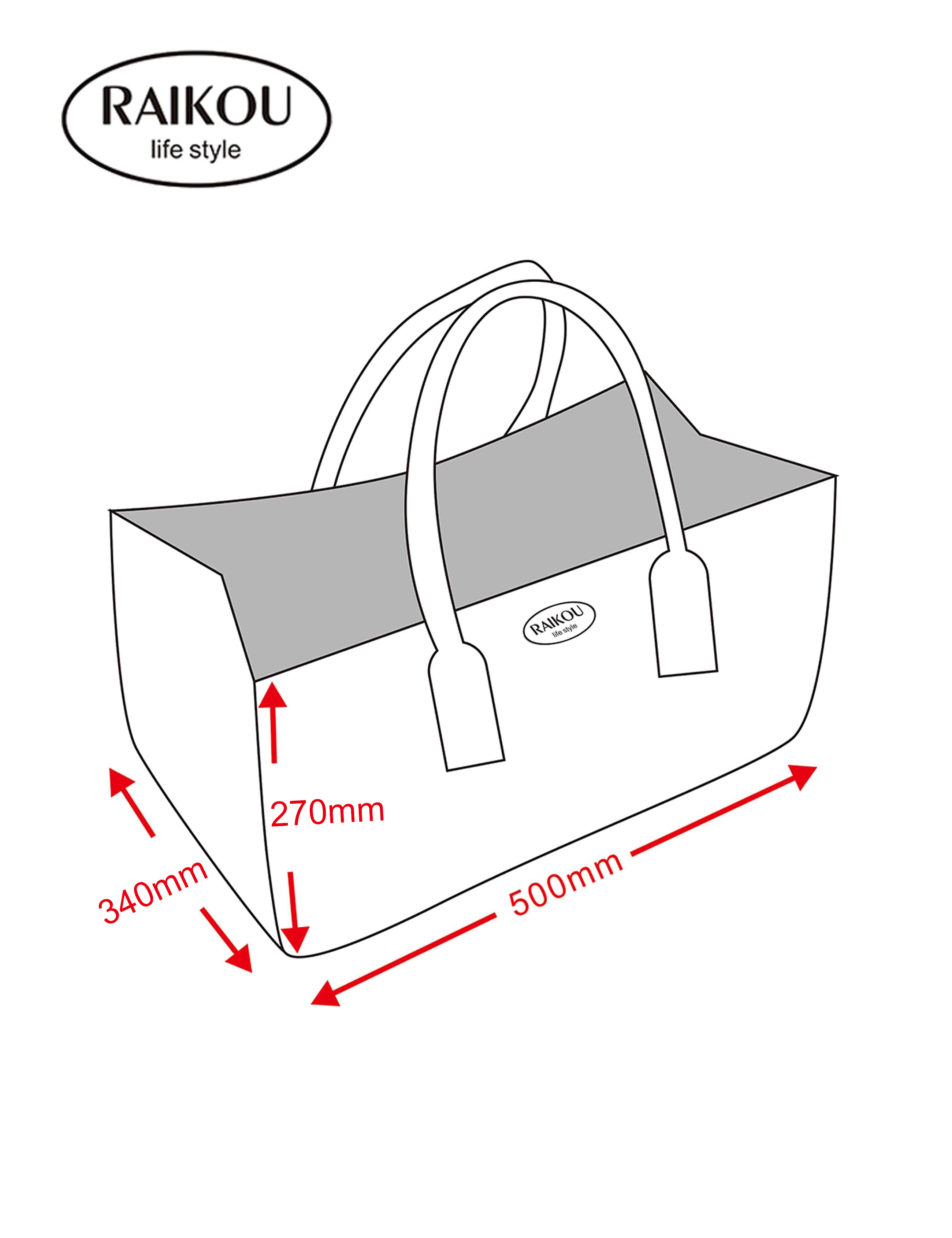 RAIKOU KULT Filz-Tasche Hochwertige Einkaufstasche, Strandtasche，Badetasche, Henkeltasche，Zeitungskorb, Filzkorb, Einkaufskorb, Kaminholztasche， Zeitungsständer  auch für Garten Picknick Strand，vielseitige Tragetasche zur Spielzeug Aufbewahrung Handtasche