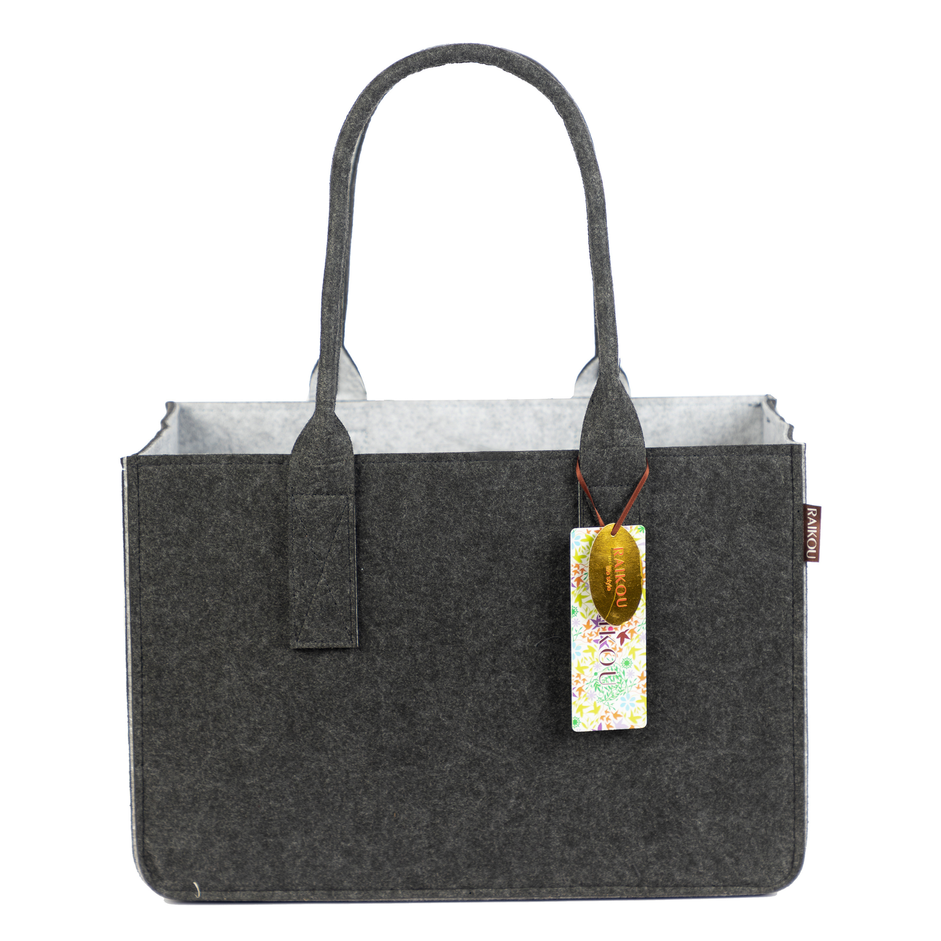 RAIKOU KULT Filz-Tasche Hochwertige Einkaufstasche, Strandtasche，Badetasche, Henkeltasche，Zeitungskorb, Filzkorb, Einkaufskorb, Kaminholztasche， Zeitungsständer  auch für Garten Picknick Strand，vielseitige Tragetasche zur Spielzeug Aufbewahrung Handtasche