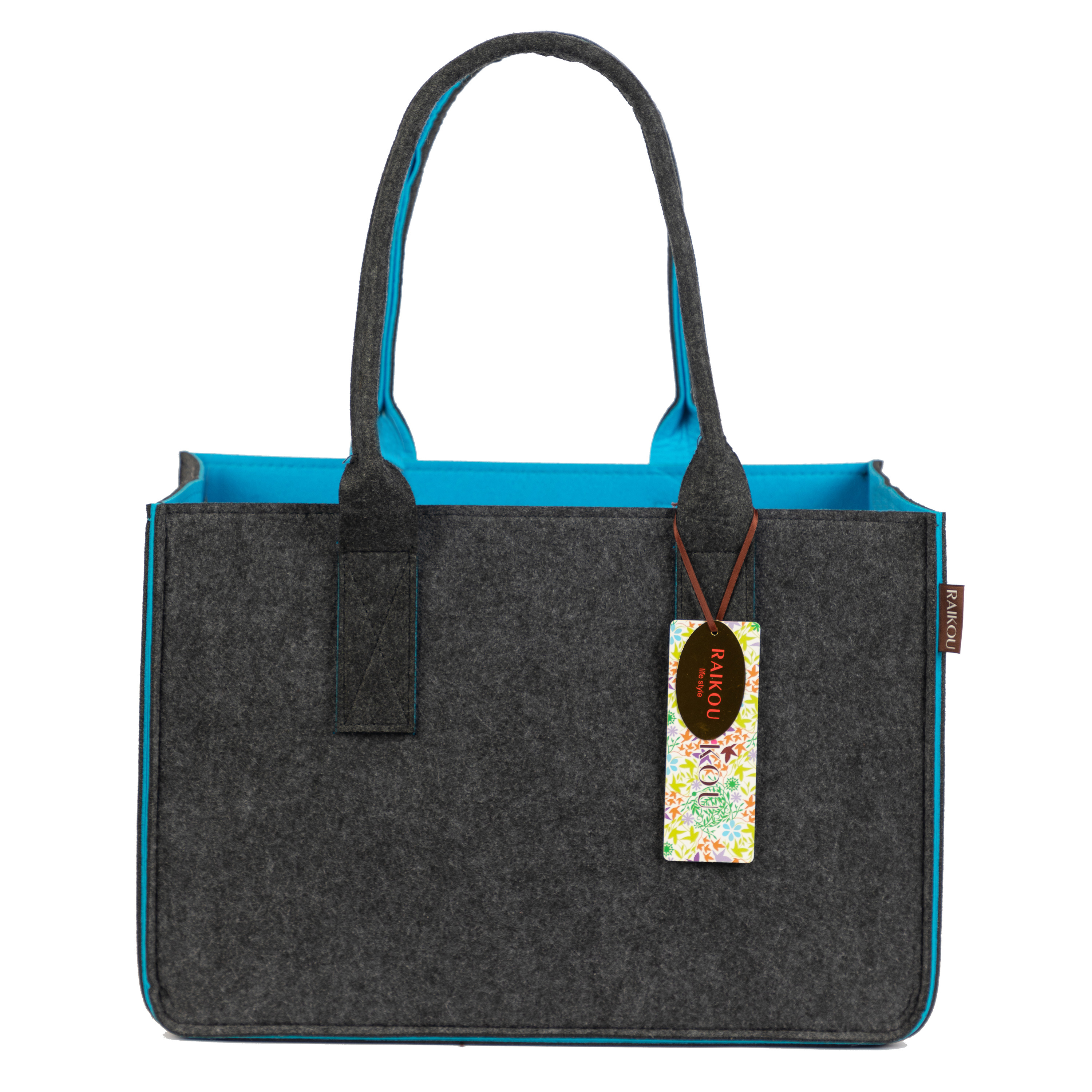 RAIKOU KULT Filz-Tasche Hochwertige Einkaufstasche, Strandtasche，Badetasche, Henkeltasche，Zeitungskorb, Filzkorb, Einkaufskorb, Kaminholztasche， Zeitungsständer  auch für Garten Picknick Strand，vielseitige Tragetasche zur Spielzeug Aufbewahrung Handtasche