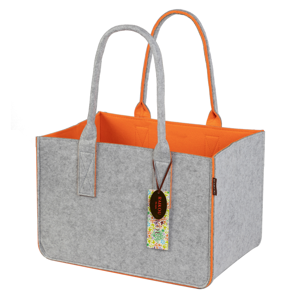 RAIKOU KULT Filz-Tasche Hochwertige Einkaufstasche, Strandtasche，Badetasche, Henkeltasche，Zeitungskorb, Filzkorb, Einkaufskorb, Kaminholztasche， Zeitungsständer  auch für Garten Picknick Strand，vielseitige Tragetasche zur Spielzeug Aufbewahrung Handtasche