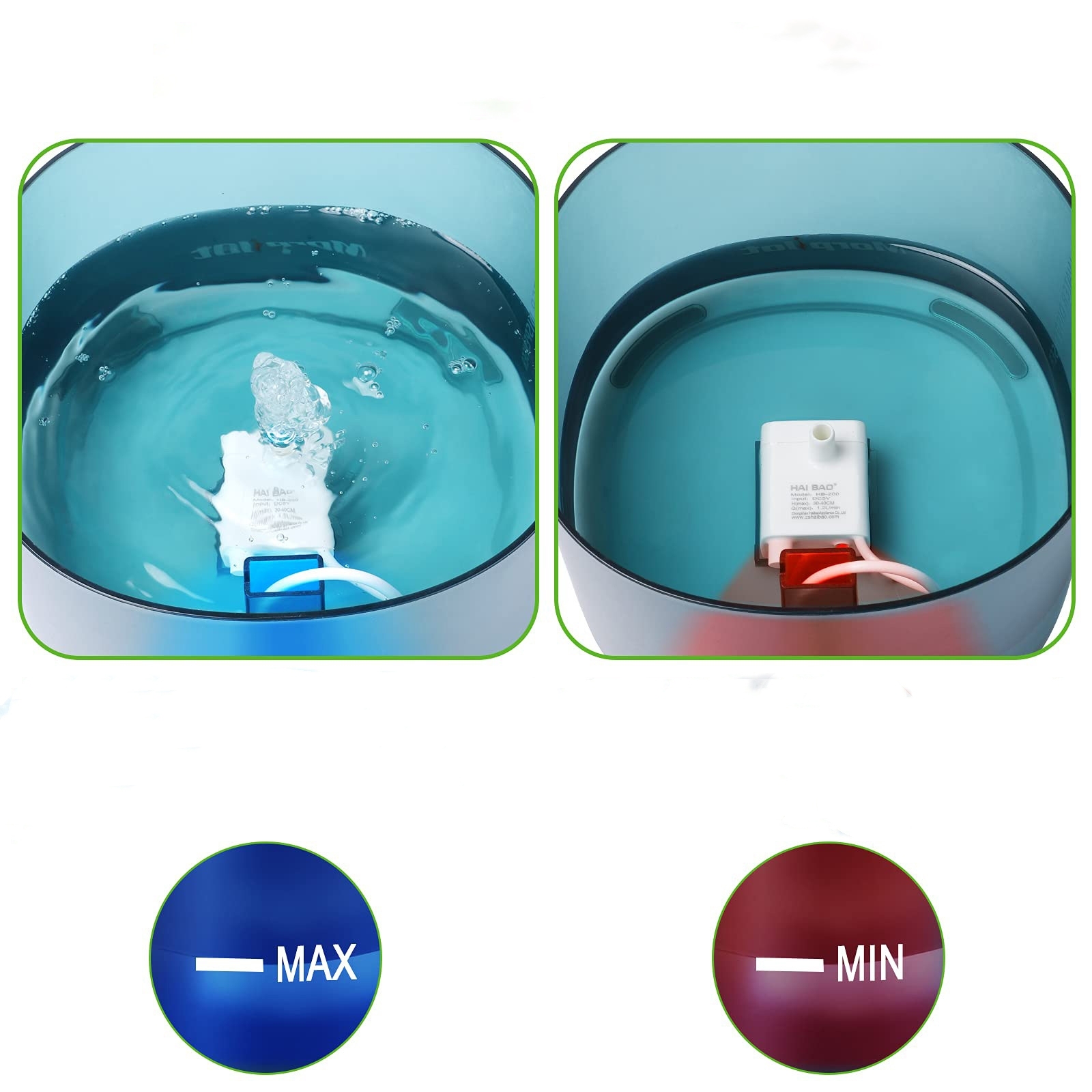 RAIKOU 2L Katzenbrunnen mit LED-Licht, Trinkbrunnen für Hunde, Leise Hundebrunnen  mit 3 Aktivkohlefilter, Automatischer Wasserbrunnen für Haustiere, Wasserspender für Katzen und Hunde, Blau