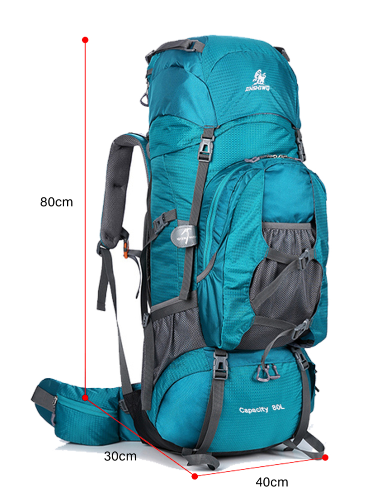 Wanderrucksack, MOLLE, Wasserdicht, Trekkingrucksack, Outdoor, bag, Waterproof, Trageunterstützung aus Aluminiumlegierung, Reisetasche, 1,65 kg, 80 Liter, 80cm * 30cm * 40cm