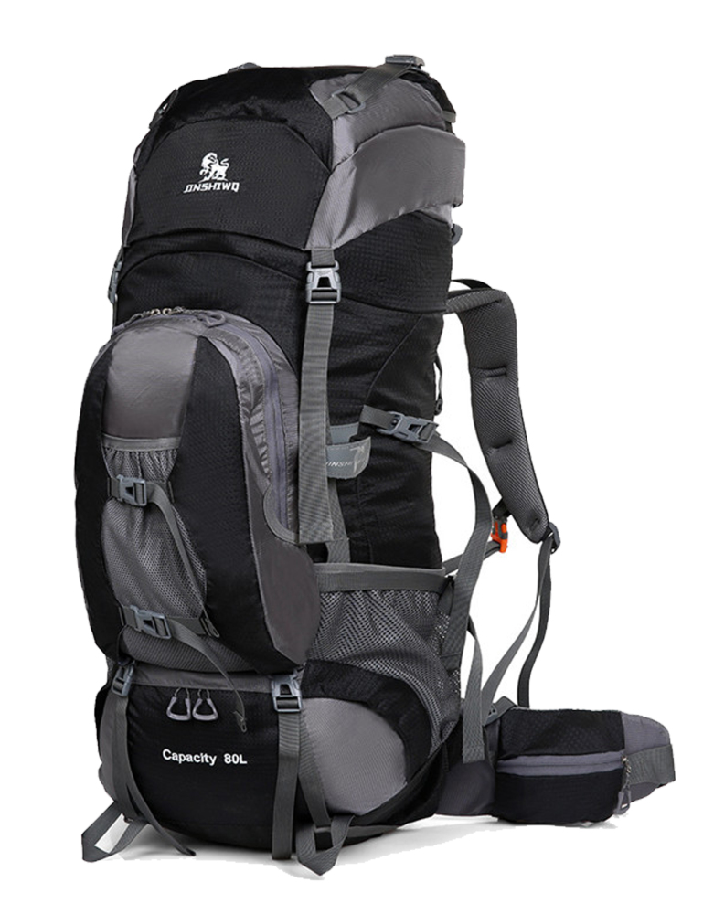 Wanderrucksack, MOLLE, Wasserdicht, Trekkingrucksack, Outdoor, bag, Waterproof, Trageunterstützung aus Aluminiumlegierung, Reisetasche, 1,65 kg, 80 Liter, 80cm * 30cm * 40cm