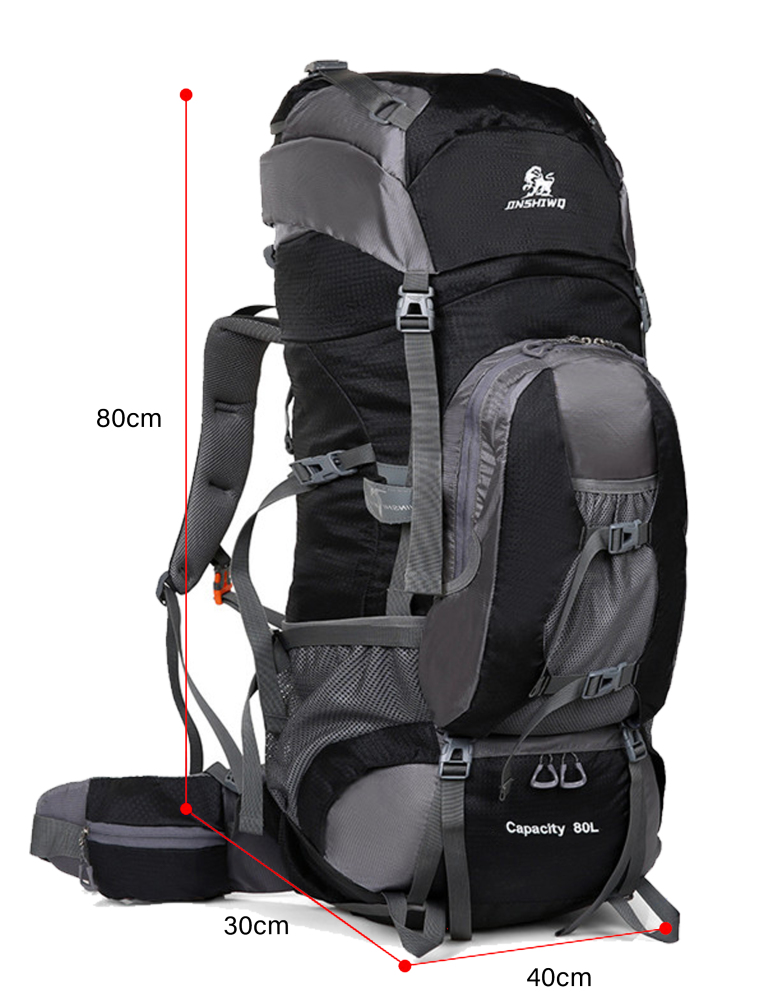 Wanderrucksack, MOLLE, Wasserdicht, Trekkingrucksack, Outdoor, bag, Waterproof, Trageunterstützung aus Aluminiumlegierung, Reisetasche, 1,65 kg, 80 Liter, 80cm * 30cm * 40cm