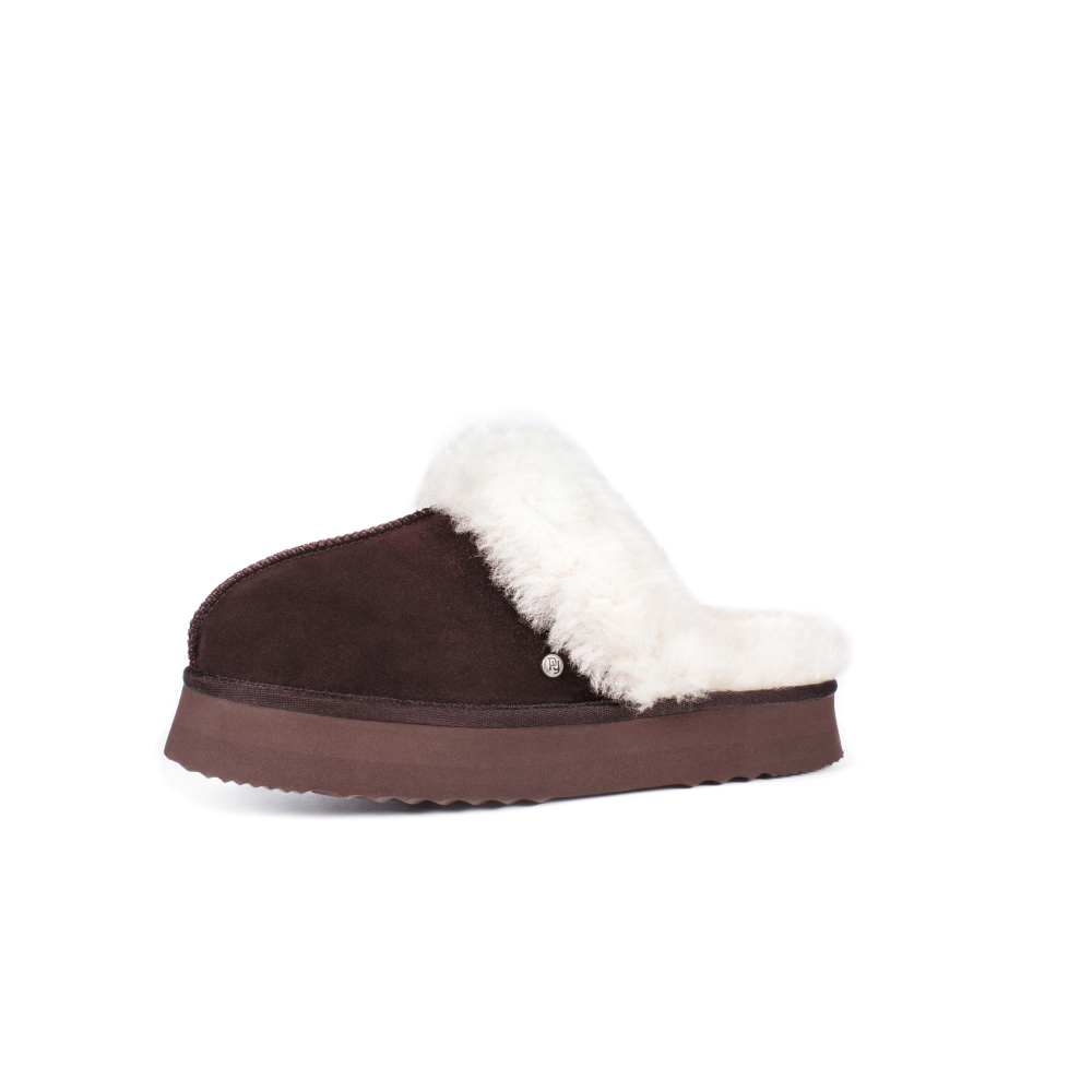 Parfeying Damen-Pantoletten aus Lamm- und Schaffell mit Plateau, Memory-Schaum-Lammfell Neuester Street Style Modeschuh für drinnen und draußen