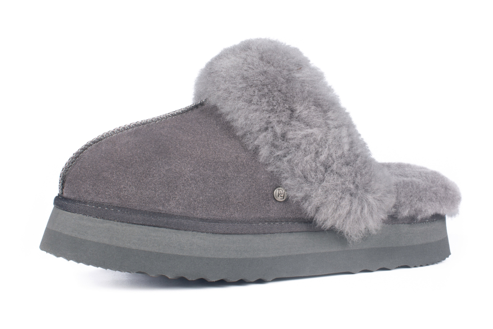 Parfeying Damen-Pantoletten aus Lamm- und Schaffell mit Plateau, Memory-Schaum-Lammfell Neuester Street Style Modeschuh für drinnen und draußen