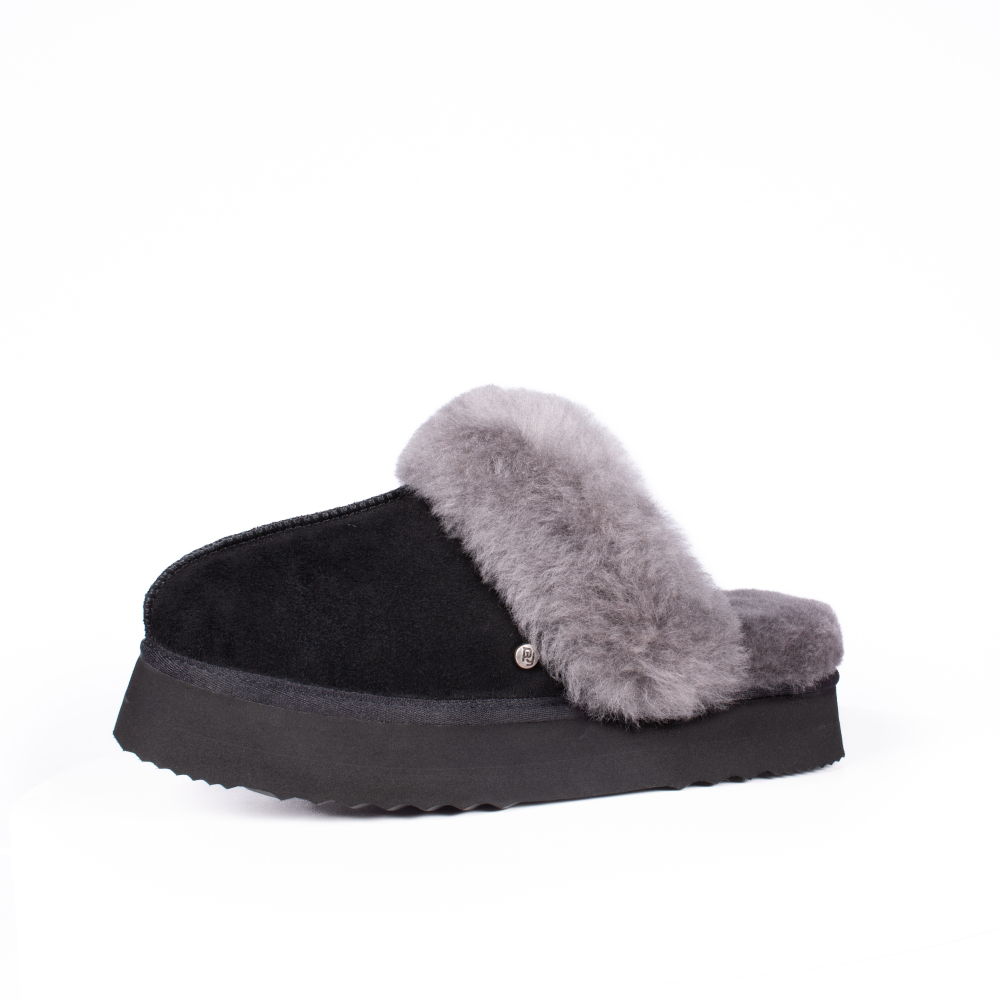 Parfeying Damen-Pantoletten aus Lamm- und Schaffell mit Plateau, Memory-Schaum-Lammfell Neuester Street Style Modeschuh für drinnen und draußen