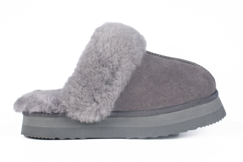 Parfeying Damen-Pantoletten aus Lamm- und Schaffell mit Plateau, Memory-Schaum-Lammfell Neuester Street Style Modeschuh für drinnen und draußen