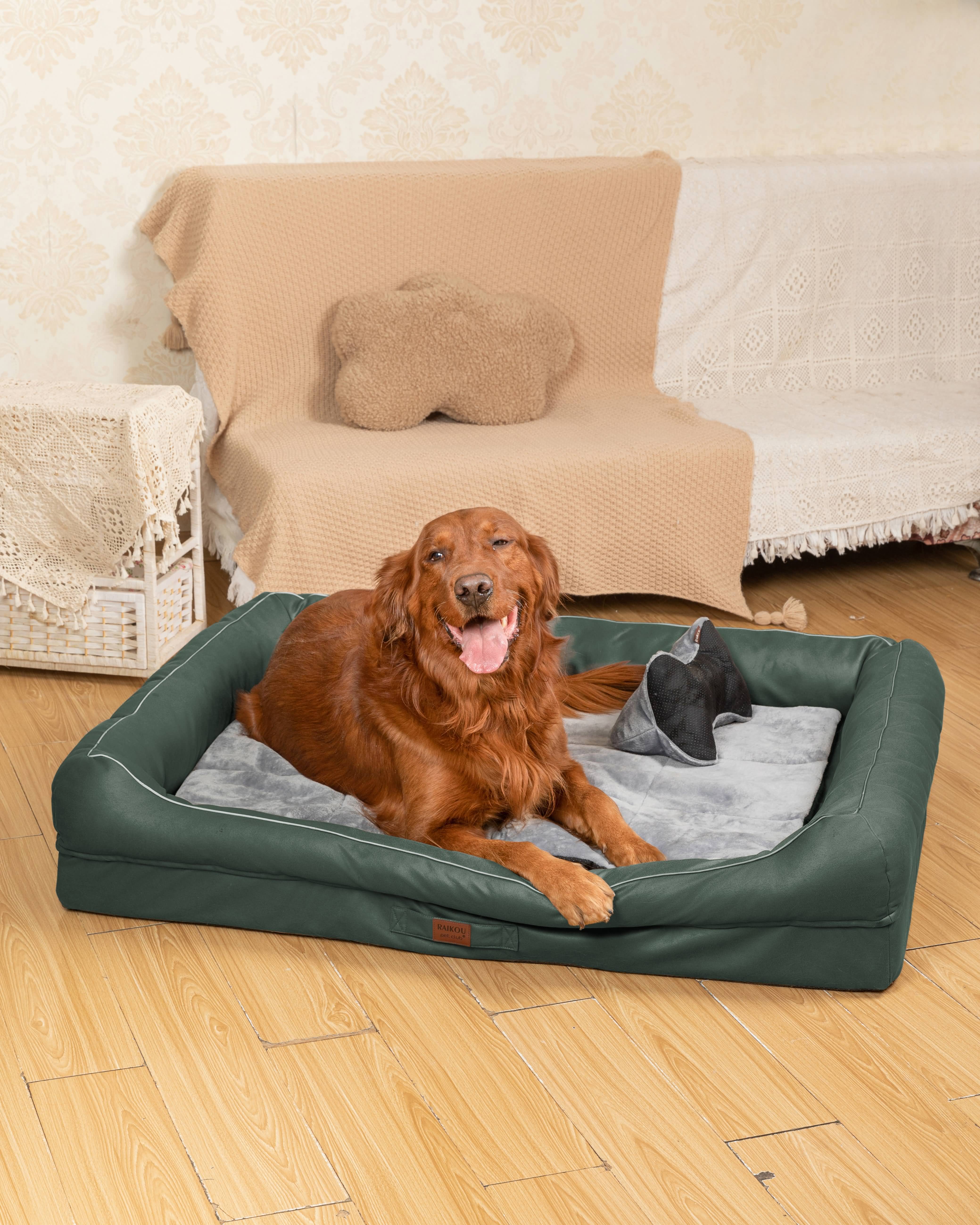 RAIKOU Hundebett mit Abnehmbarem Kissen, gepolstertes waschbares Tierbett  Schlafplatz  Hundekissen Hundesofa Hundemette Tierbedarf