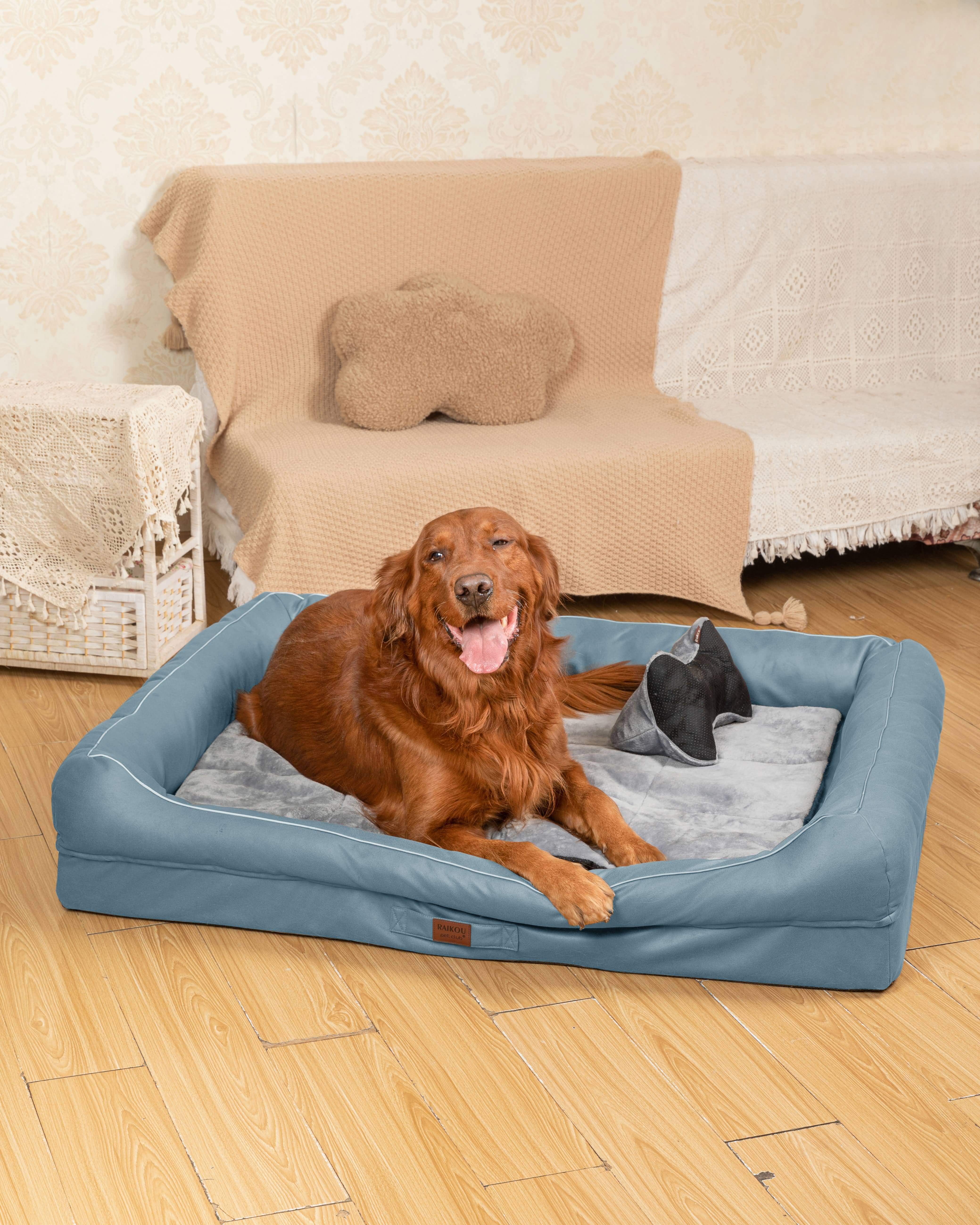 RAIKOU Hundebett mit Abnehmbarem Kissen, gepolstertes waschbares Tierbett  Schlafplatz  Hundekissen Hundesofa Hundemette Tierbedarf