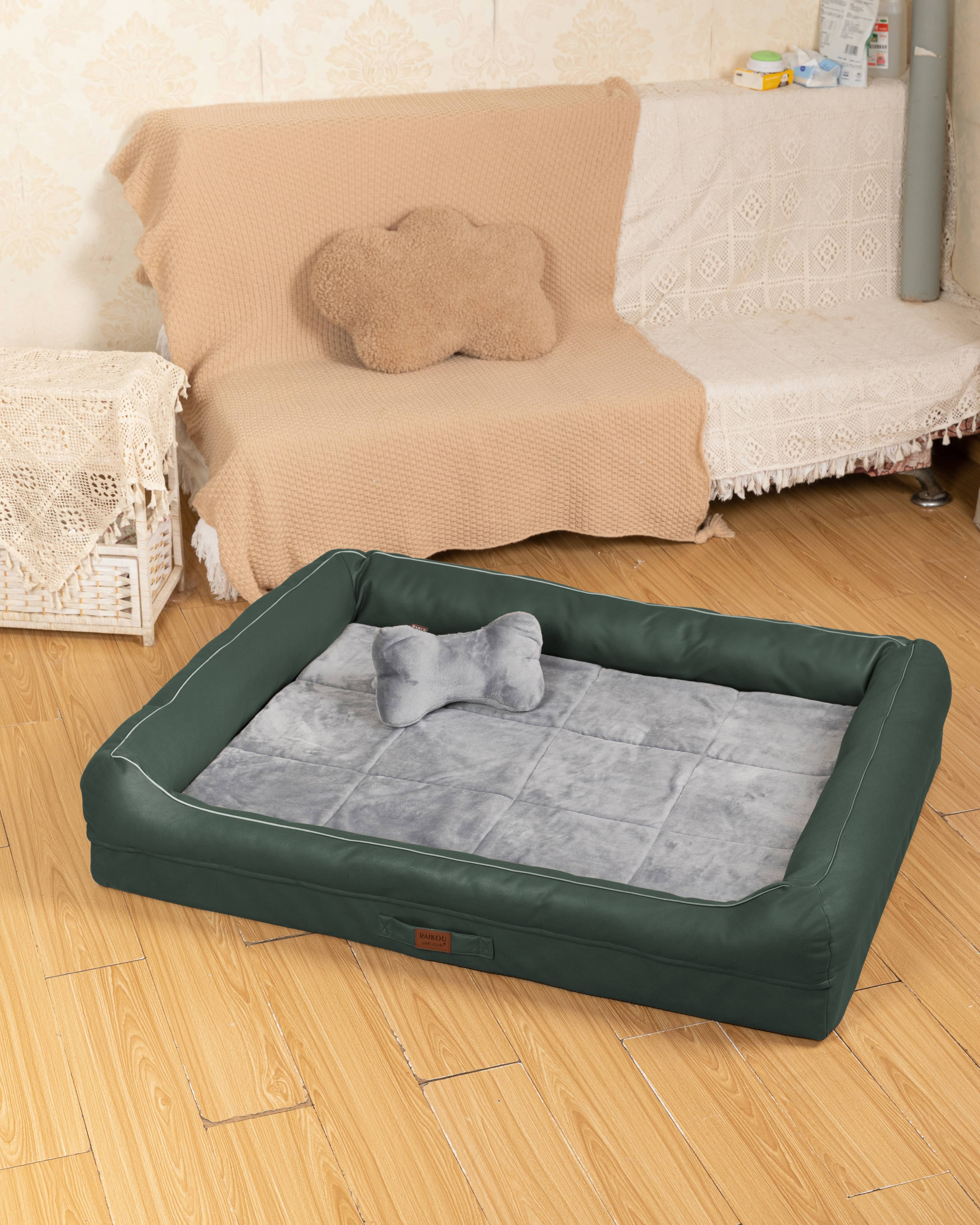 RAIKOU Hundebett mit Abnehmbarem Kissen, gepolstertes waschbares Tierbett  Schlafplatz  Hundekissen Hundesofa Hundemette Tierbedarf