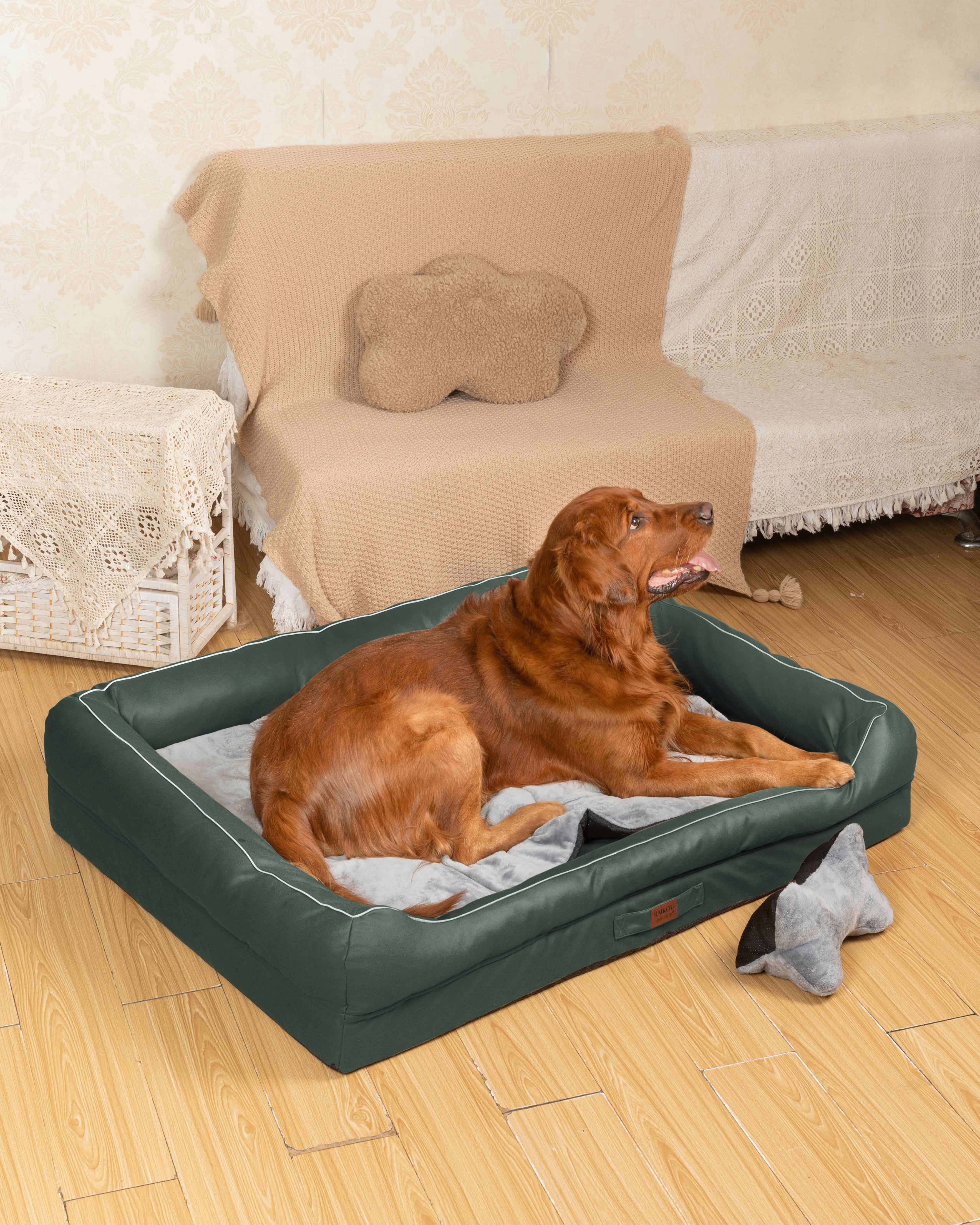 RAIKOU Hundebett mit Abnehmbarem Kissen, gepolstertes waschbares Tierbett  Schlafplatz  Hundekissen Hundesofa Hundemette Tierbedarf