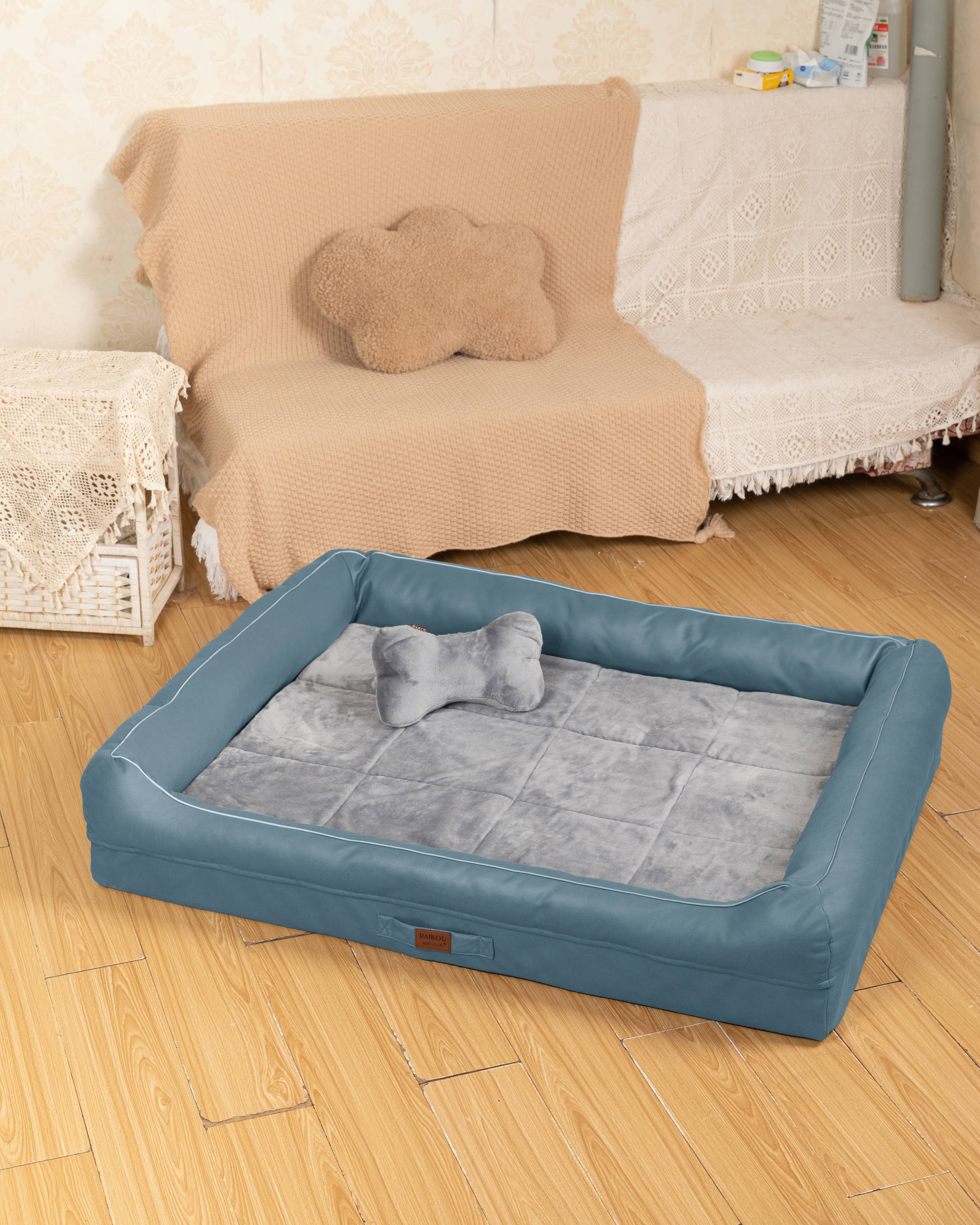 RAIKOU Hundebett mit Abnehmbarem Kissen, gepolstertes waschbares Tierbett  Schlafplatz  Hundekissen Hundesofa Hundemette Tierbedarf