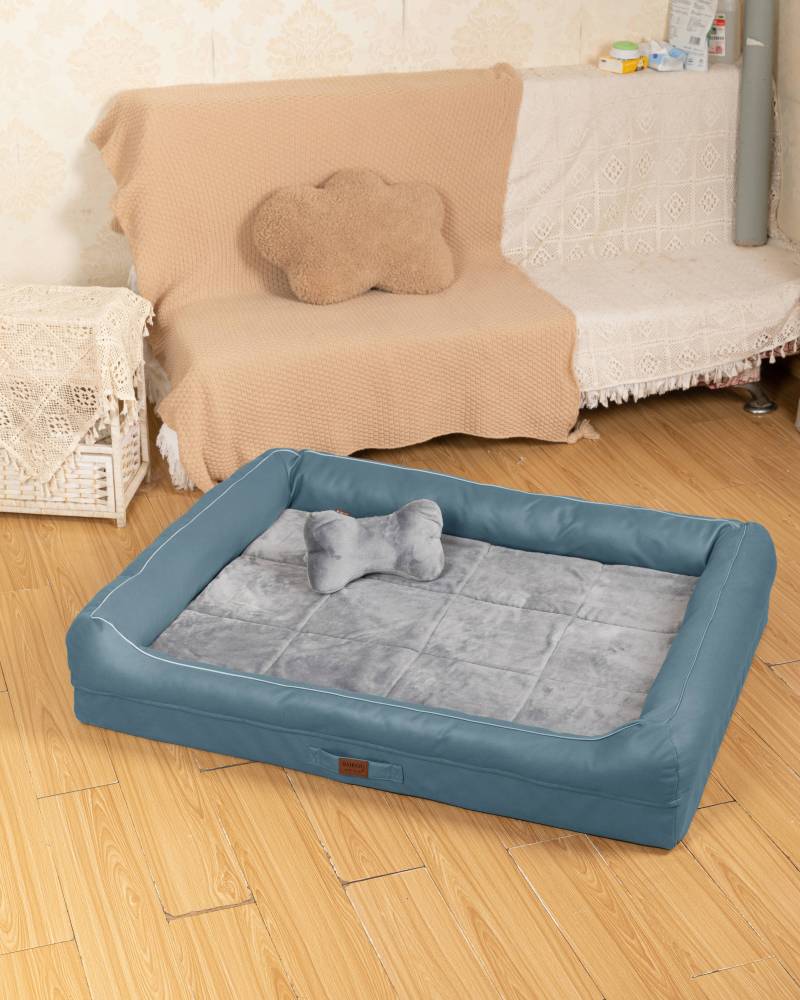 RAIKOU Hundebett mit Abnehmbarem Kissen, gepolstertes waschbares Tierbett  Schlafplatz  Hundekissen Hundesofa Hundemette Tierbedarf