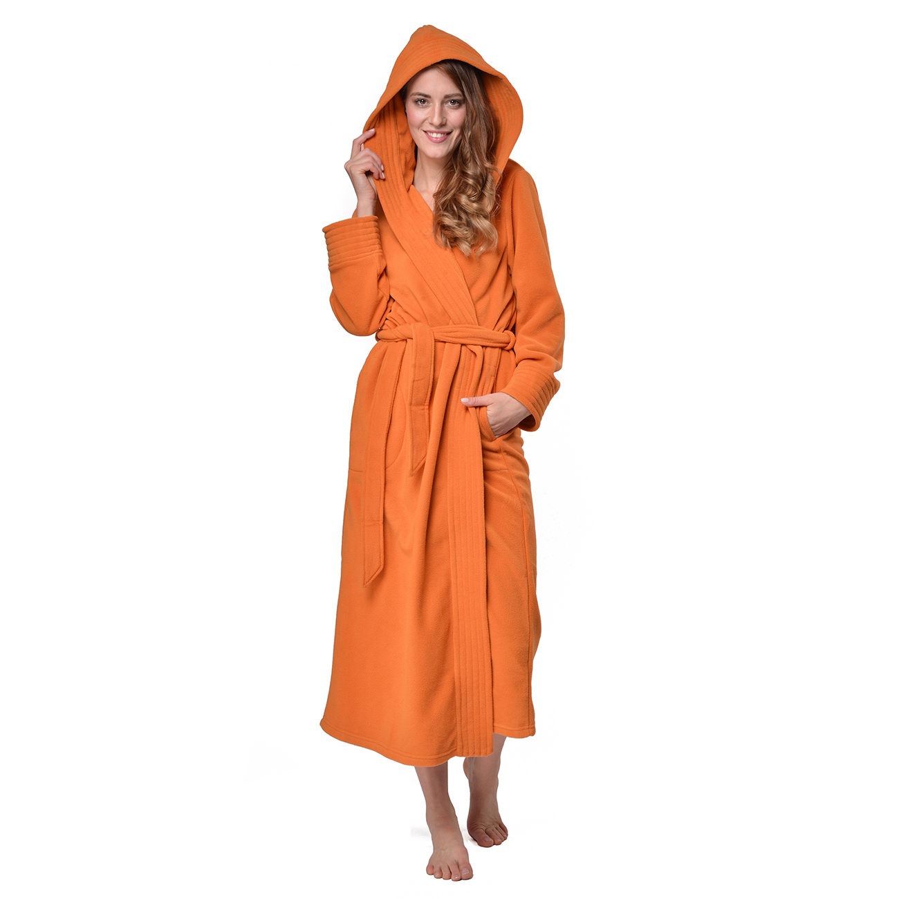 RAIKOU Damen Bademantel, Morgenmantel, Saunamantel mit Kapuze, Malibu super flauschig und weich alle Größen