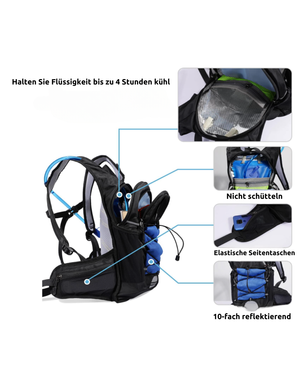 15L Trinkrucksack – Isolierter Trinkrucksack mit 2L Wasserblase für Laufen, Wandern, Radfahren & mehr