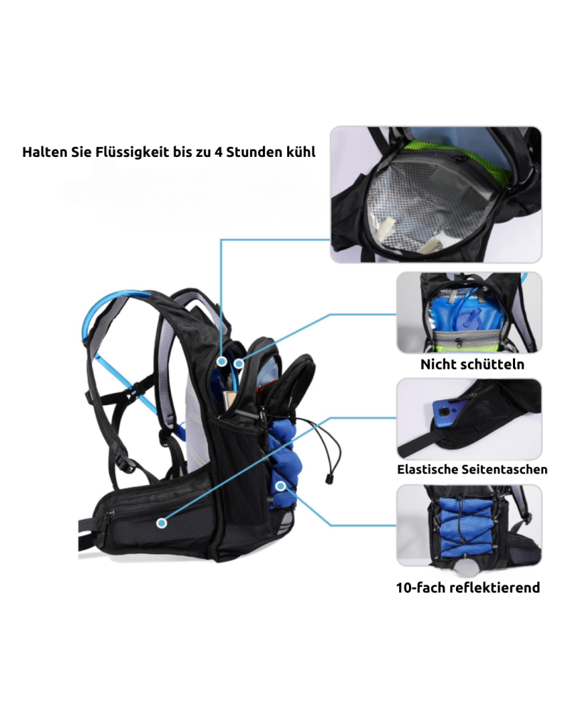 15L Trinkrucksack – Isolierter Trinkrucksack mit 2L Wasserblase für Laufen, Wandern, Radfahren & mehr