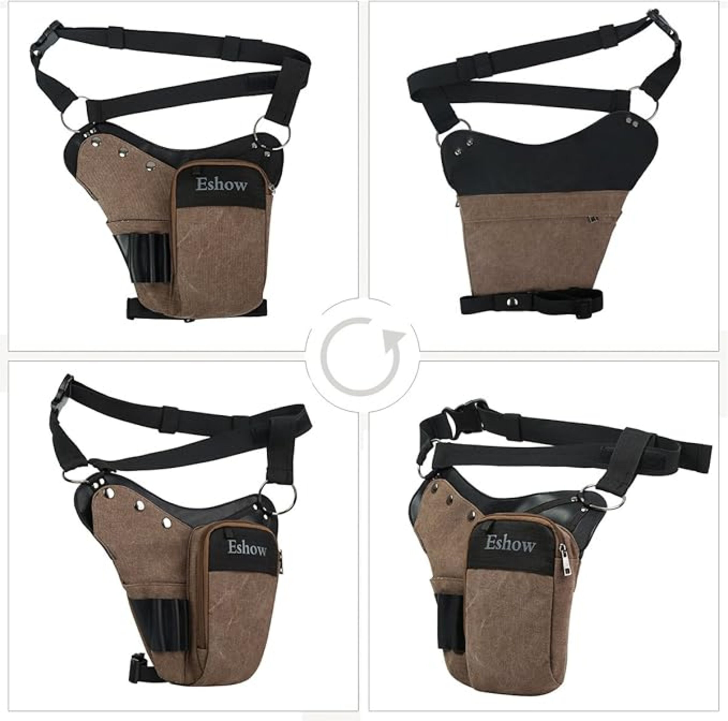 Beintasche für Herren – Hüfttasche, Werkzeugtasche für Motorrad, Reisen, Arbeit und Sport (Braun)