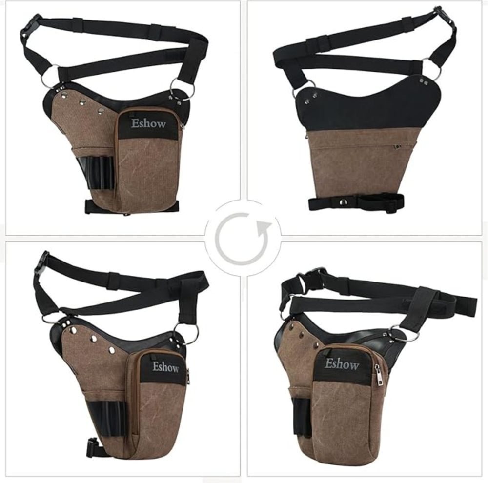 Beintasche für Herren – Hüfttasche, Werkzeugtasche für Motorrad, Reisen, Arbeit und Sport (Braun)