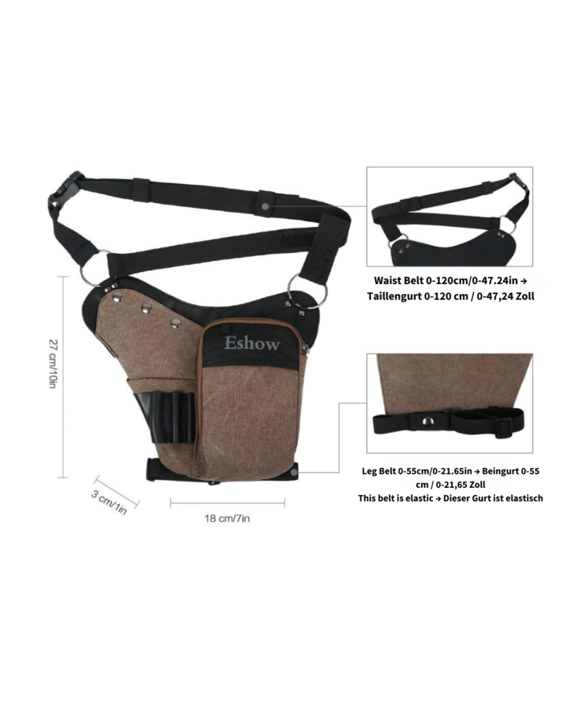 Beintasche für Herren – Hüfttasche, Werkzeugtasche für Motorrad, Reisen, Arbeit und Sport (Braun)