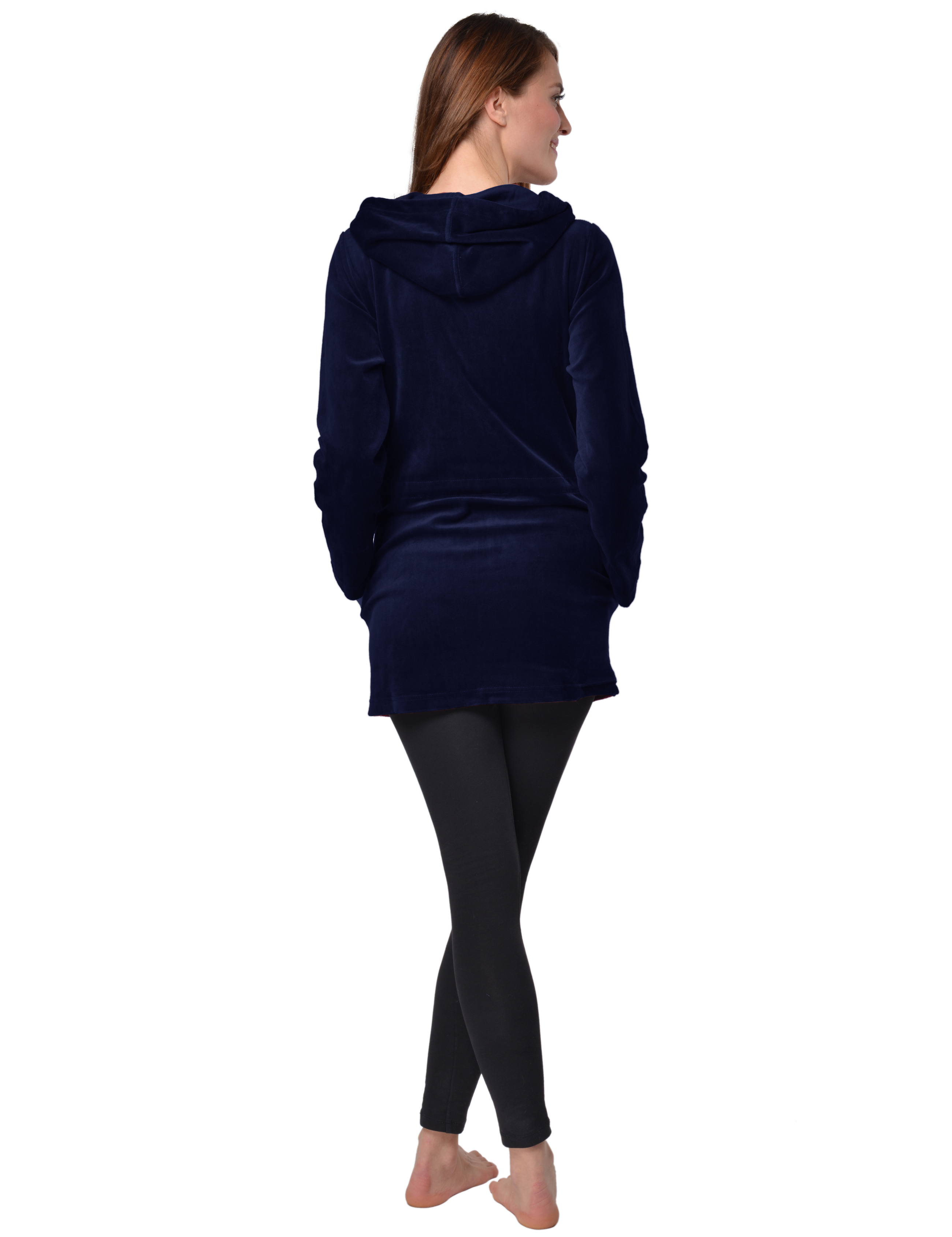 RAIKOU Damen Nicki Velour Kurzer Bademantel/Morgenmantel/Saunamantel mit Reißverschluss mit Hohem Baumwollanteil Kapuzenjacke Hoodie Zipper Jacket