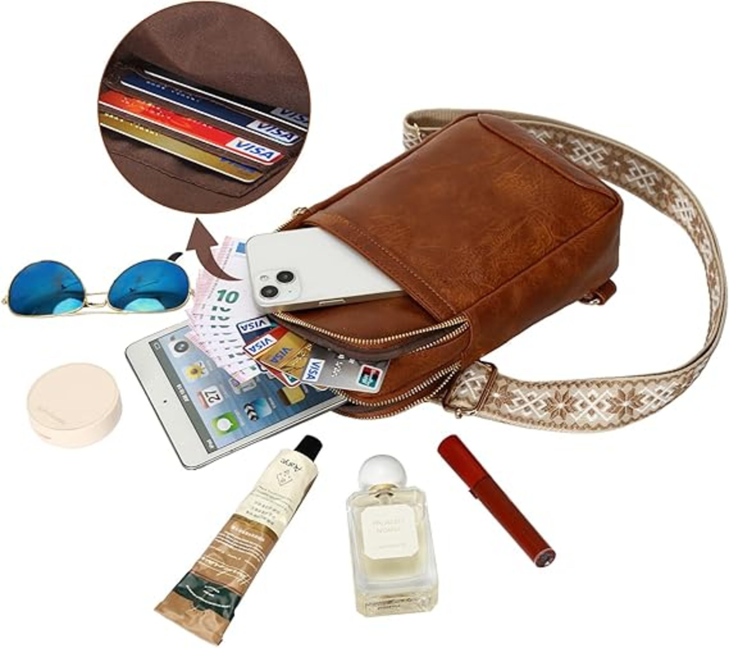 Damen Brusttasche – Stilvolle und praktische Schultertasche für Reisen, Wandern, Radfahren & Shopping