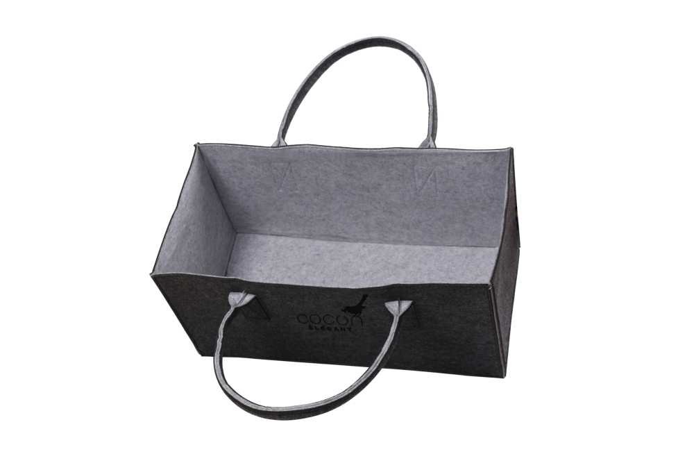 COCON KULT Filz-Tasche Hochwertige Einkaufstasche, Strandtasche，Badetasche, Henkeltasche，Zeitungskorb, Filzkorb, Einkaufskorb, Kaminholztasche， Zeitungsständer auch für Garten Picknick Strand，vielseitige Tragetasche zur Spielzeug Aufbewahrung Handtasche