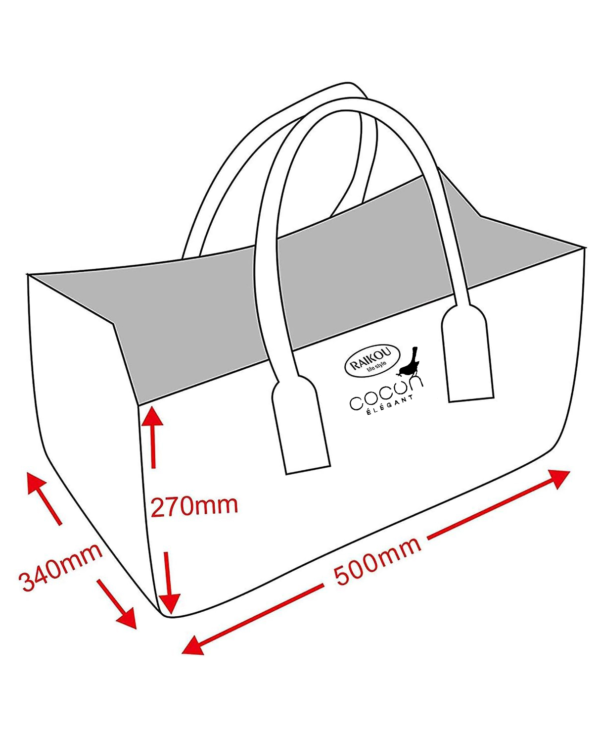 COCON KULT Filz-Tasche Hochwertige Einkaufstasche, Strandtasche，Badetasche, Henkeltasche，Zeitungskorb, Filzkorb, Einkaufskorb, Kaminholztasche， Zeitungsständer auch für Garten Picknick Strand，vielseitige Tragetasche zur Spielzeug Aufbewahrung Handtasche
