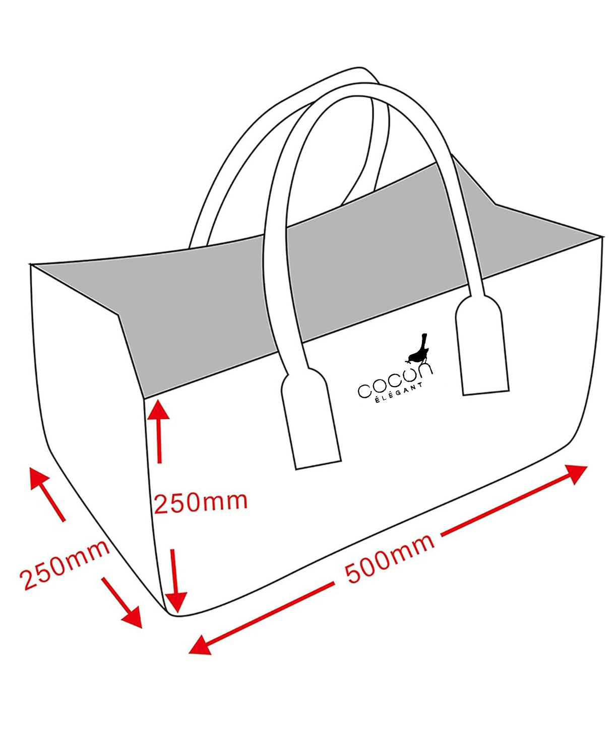 COCON KULT Filz-Tasche Hochwertige Einkaufstasche, Strandtasche，Badetasche, Henkeltasche，Zeitungskorb, Filzkorb, Einkaufskorb, Kaminholztasche， Zeitungsständer auch für Garten Picknick Strand，vielseitige Tragetasche zur Spielzeug Aufbewahrung Handtasche
